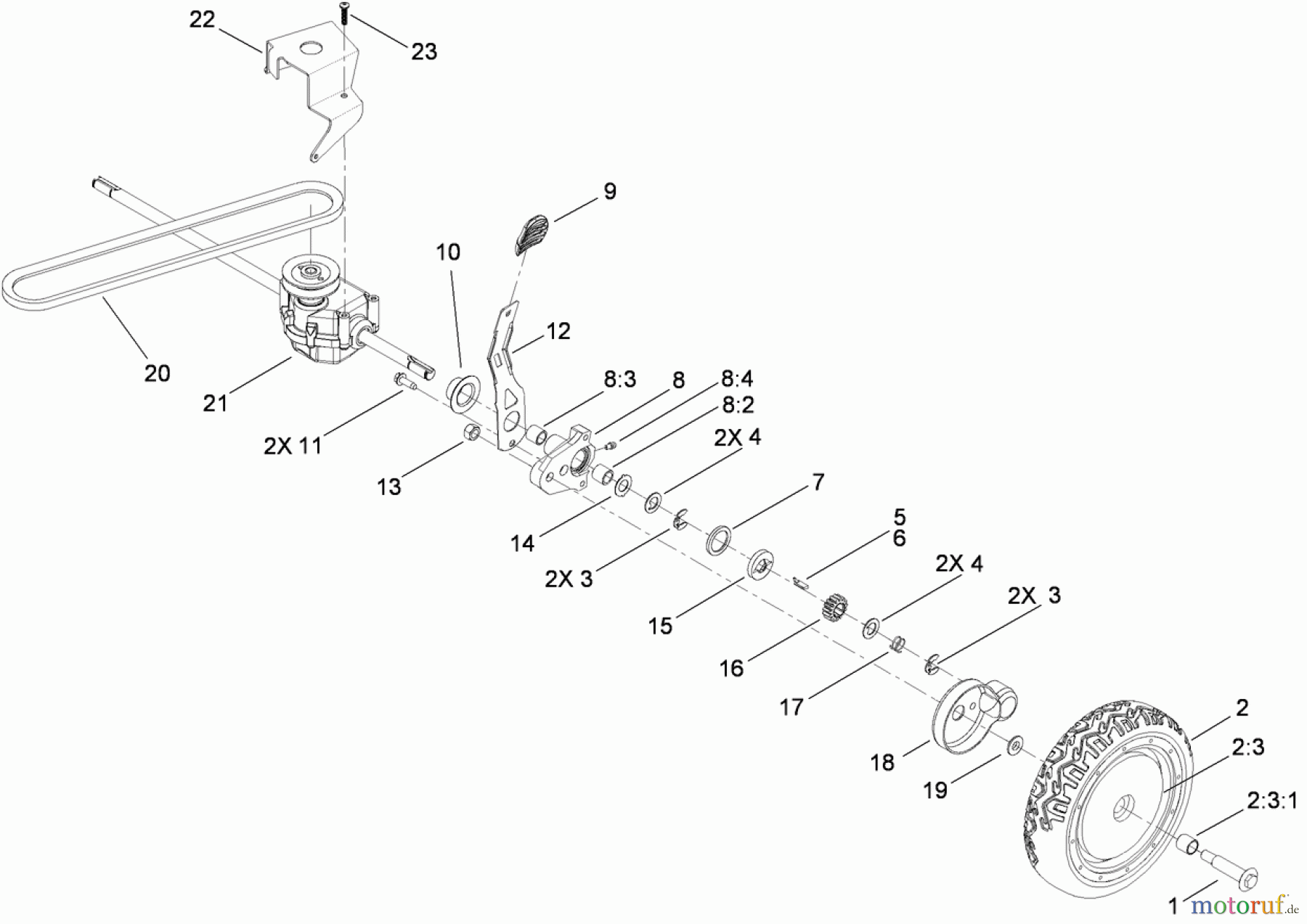  Toro Neu Mowers, Walk-Behind Seite 1 20099 - Toro Super Recycler Lawn Mower, 2010 (310000310-310999999) TRANSMISSION ASSEMBLY