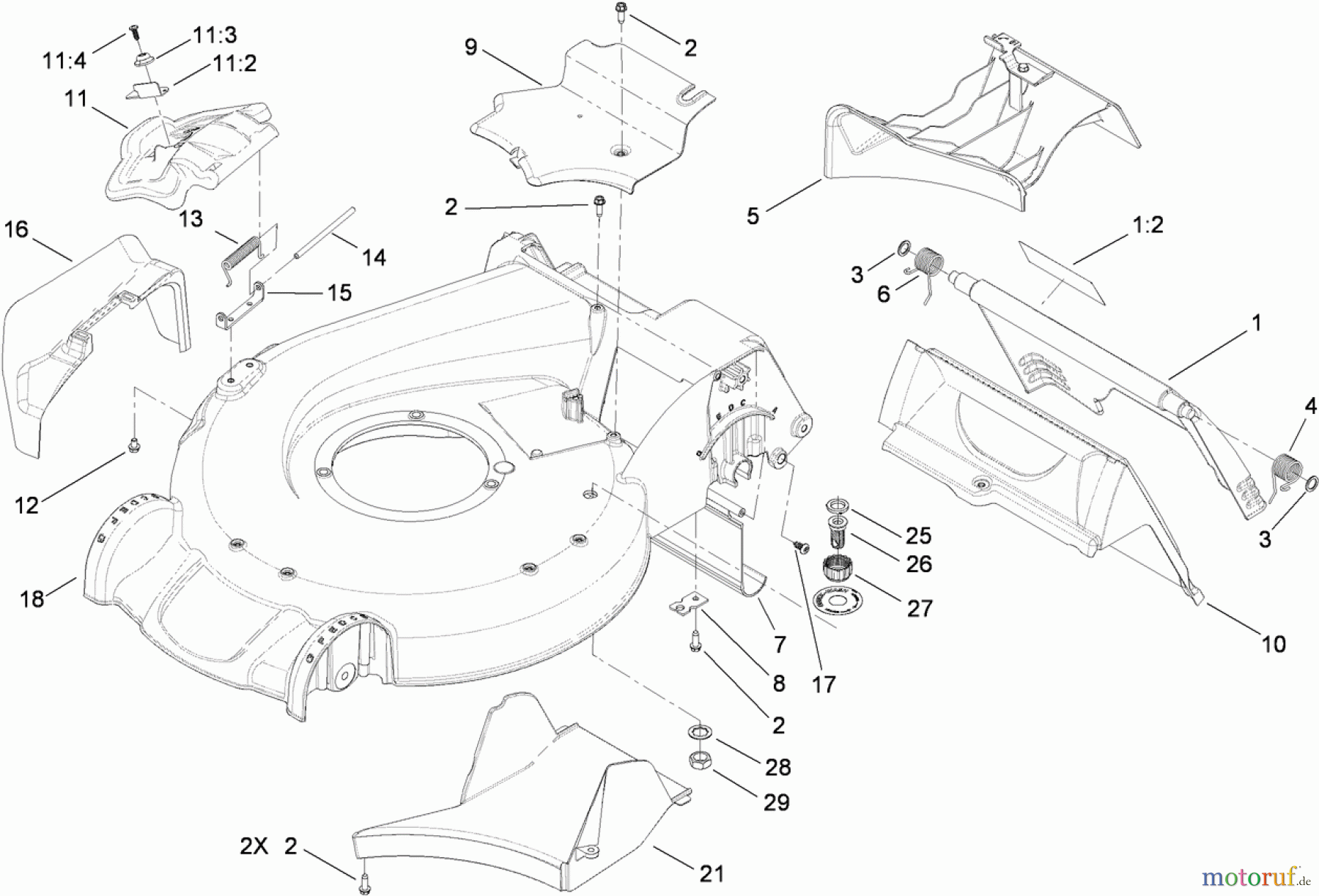  Toro Neu Mowers, Walk-Behind Seite 1 20099 - Toro Super Recycler Lawn Mower, 2011 (311000001-311999999) HOUSING ASSEMBLY