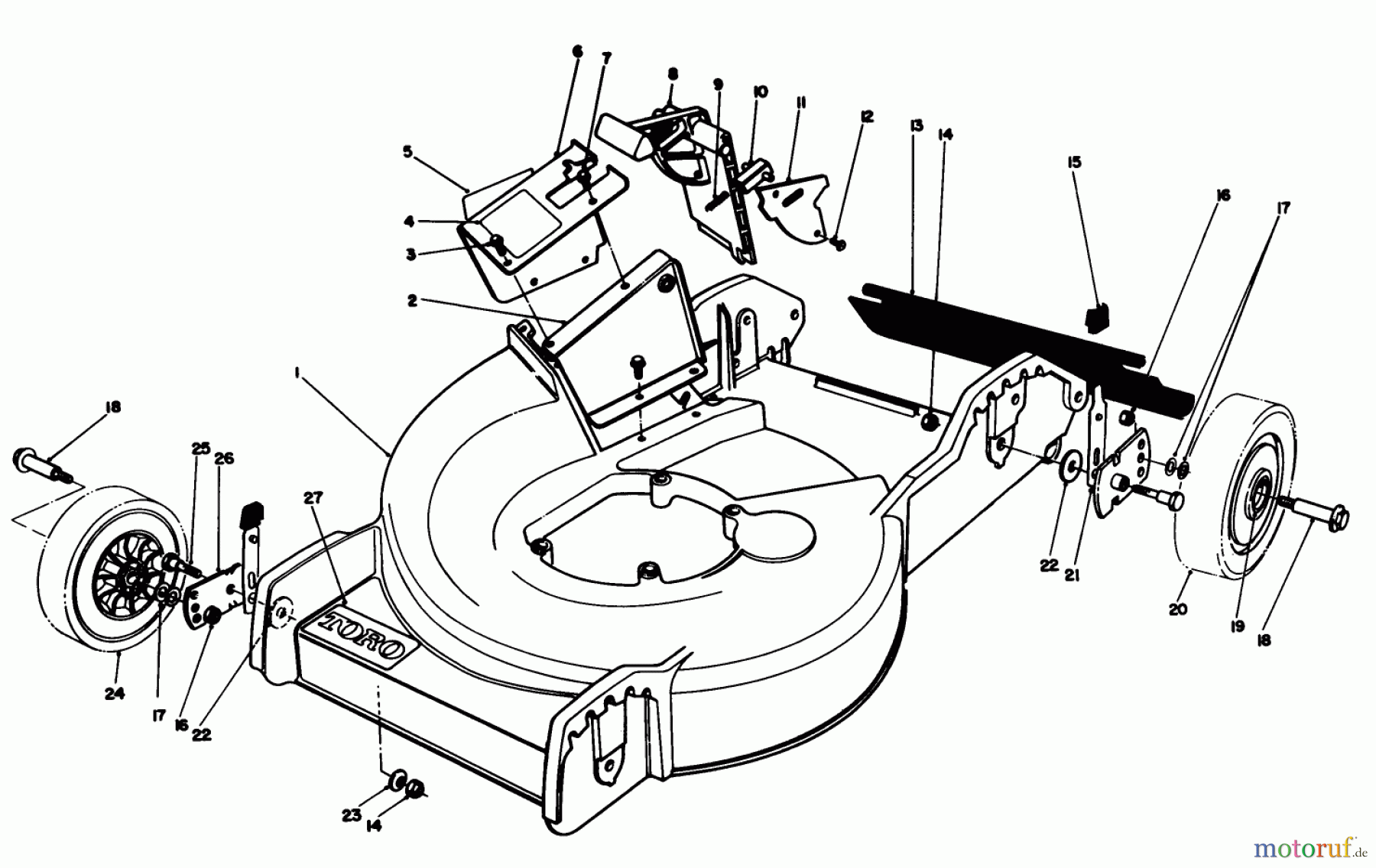  Toro Neu Mowers, Walk-Behind Seite 1 20101 - Toro Lawnmower, 1991 (1000001-1999999) HOUSING ASSEMBLY