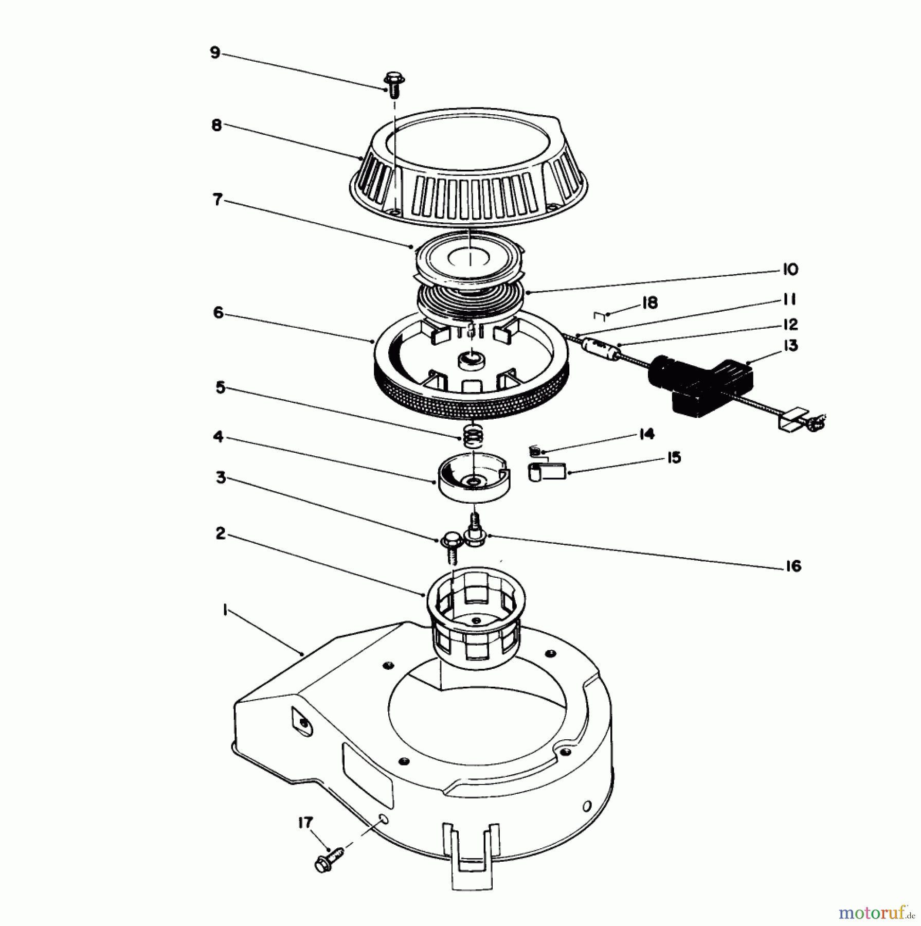  Toro Neu Mowers, Walk-Behind Seite 1 20103 - Toro Lawnmower, 1991 (1000001-1999999) RECOIL ASSEMBLY (MODEL NO. 47PL0-1)