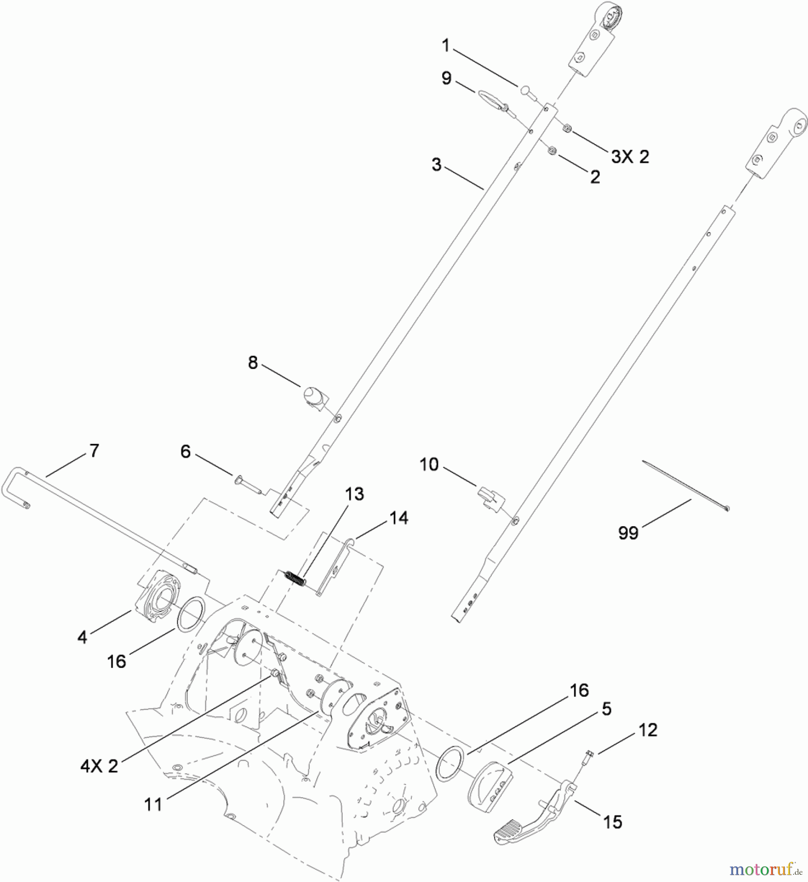  Toro Neu Mowers, Walk-Behind Seite 1 20192 - Toro Super Bagger Lawn Mower, 2011 (311000001-311999999) LOWER HANDLE ASSEMBLY