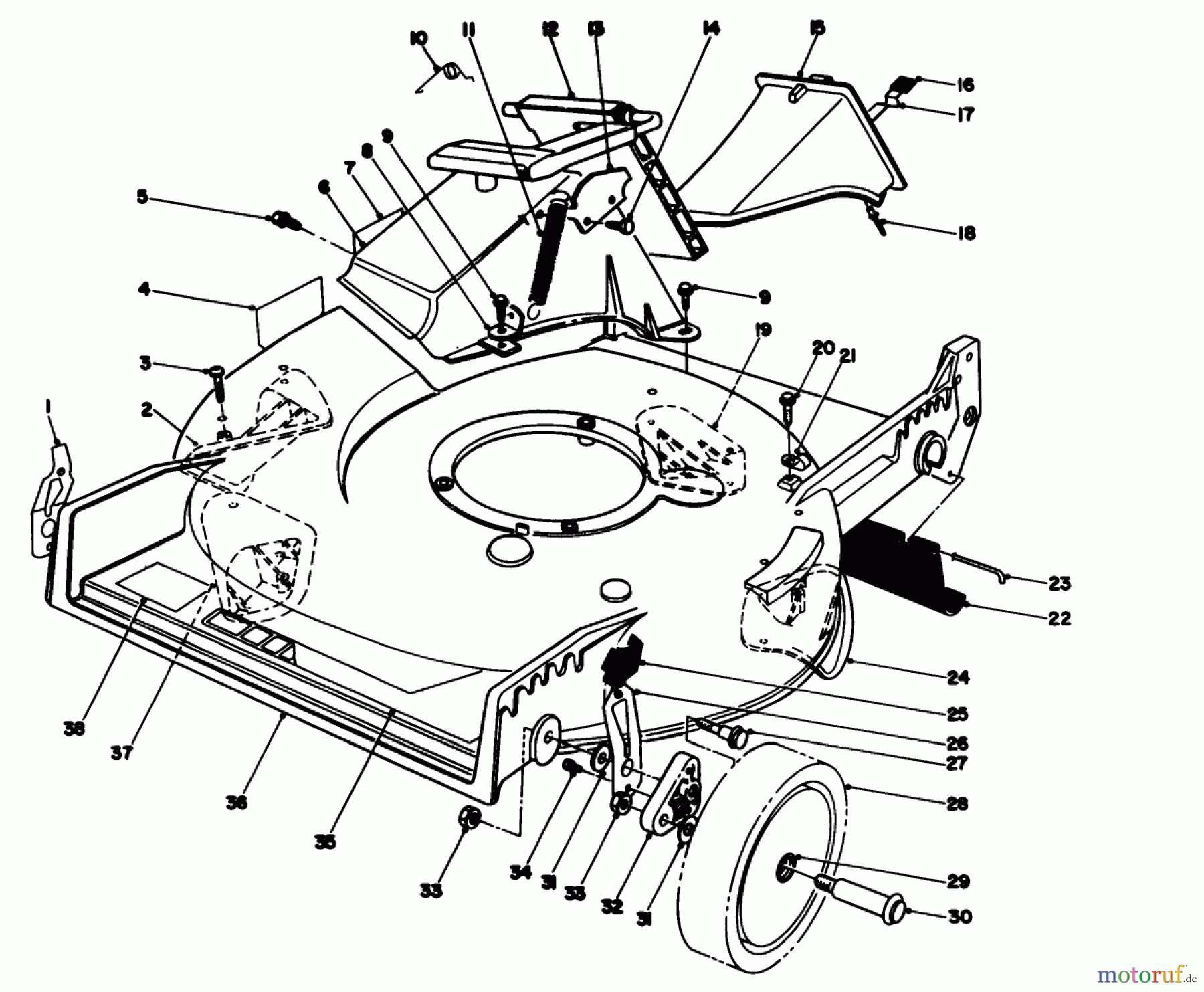  Toro Neu Mowers, Walk-Behind Seite 1 20213 - Toro Lawnmower, 1992 (2000001-2999999) HOUSING ASSEMBLY