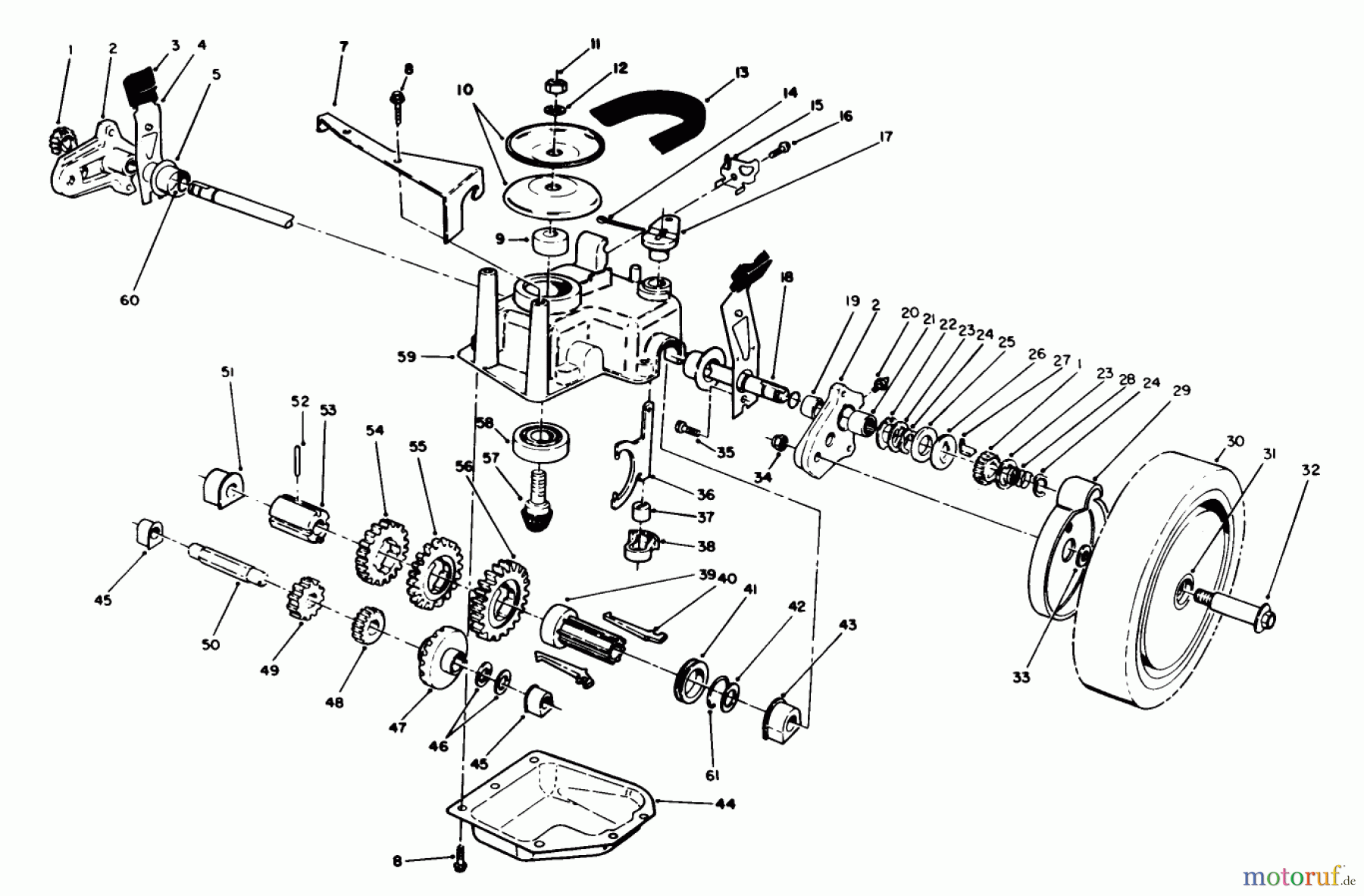  Toro Neu Mowers, Walk-Behind Seite 1 20216 - Toro Lawnmower, 1991 (1000001-1999999) GEAR CASE ASSEMBLY