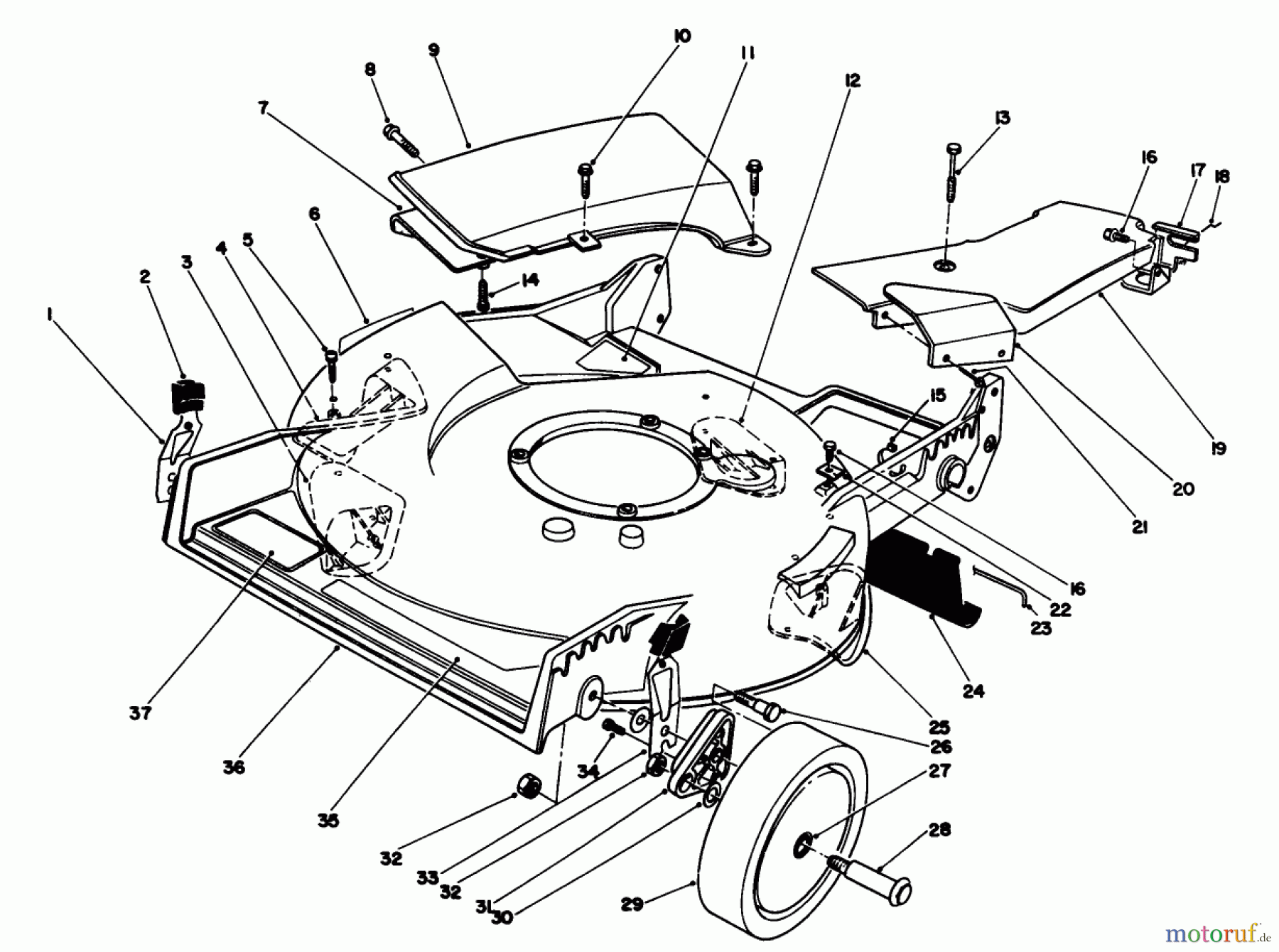  Toro Neu Mowers, Walk-Behind Seite 1 20218 - Toro Lawnmower, 1991 (1000001-1999999) HOUSING ASSEMBLY