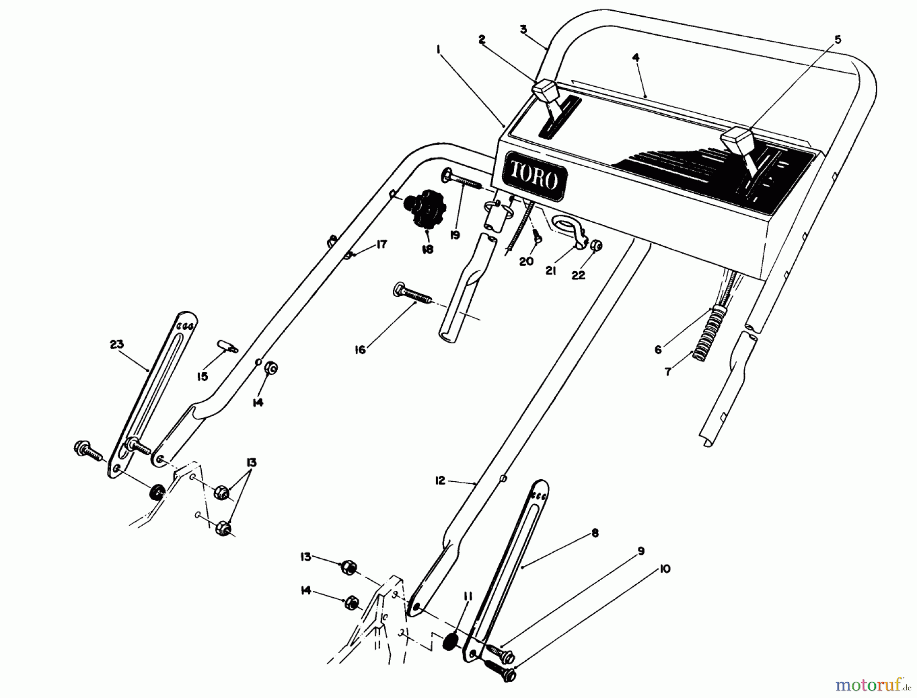  Toro Neu Mowers, Walk-Behind Seite 1 20218 - Toro Lawnmower, 1992 (2000001-2999999) HANDLE ASSEMBLY