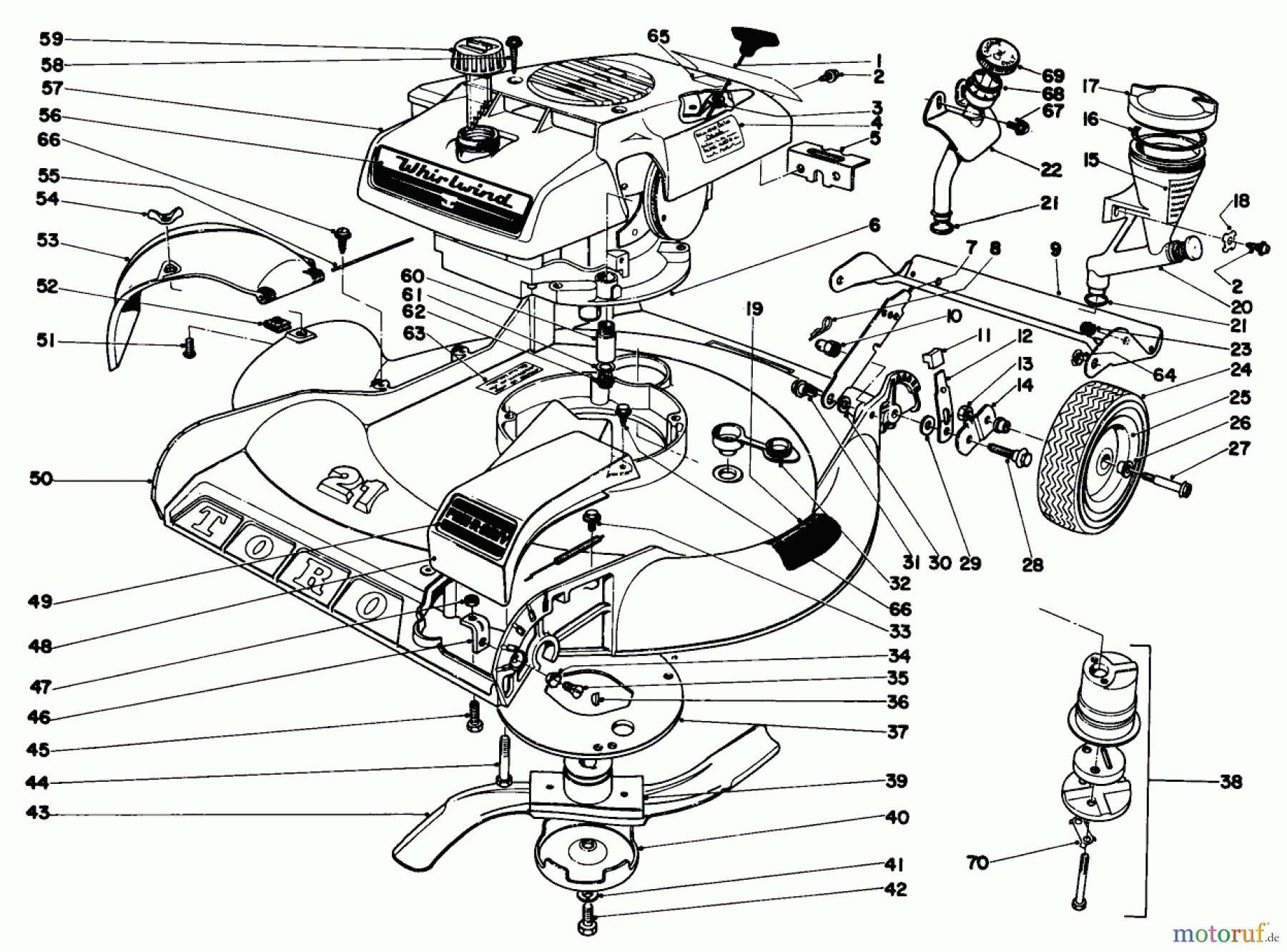  Toro Neu Mowers, Walk-Behind Seite 1 20227 - Toro Whirlwind Lawnmower, 1970 (0000001-0999999) 21
