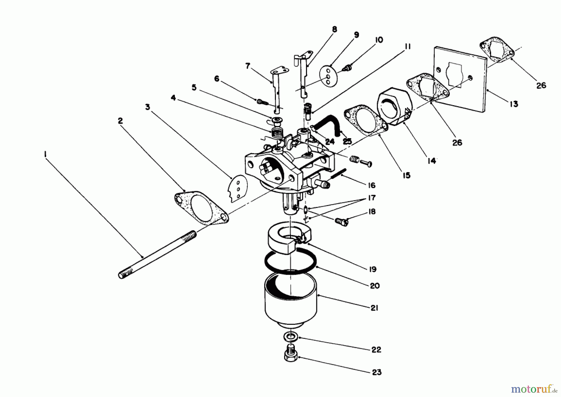  Toro Neu Mowers, Walk-Behind Seite 1 20326 - Toro Lawnmower, 1992 (2000001-2999999) CARBURETOR ASSEMBLY (MODEL NO. 47PM1-1)