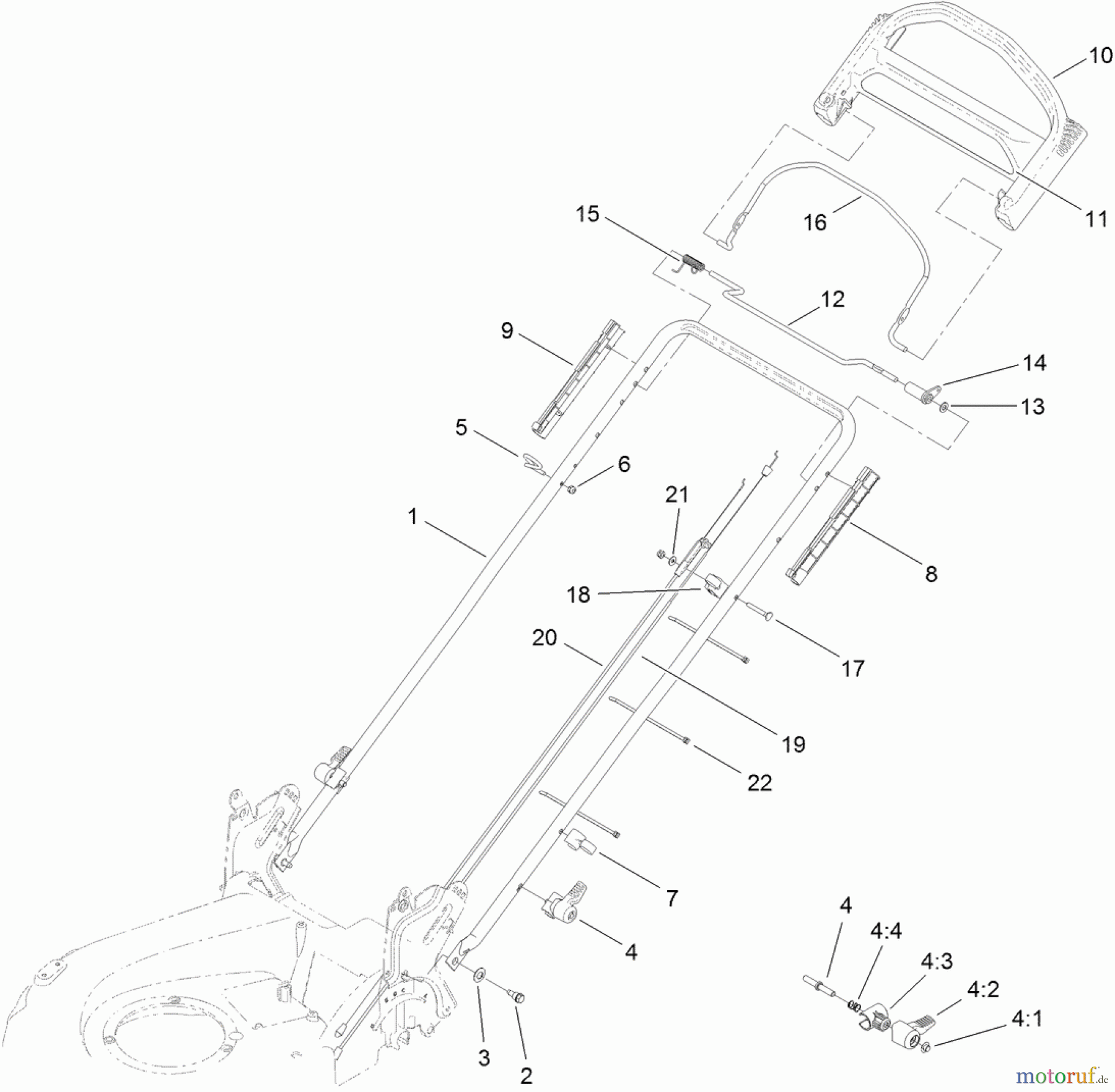  Toro Neu Mowers, Walk-Behind Seite 1 20381 - Toro Super Recycler Lawn Mower, 2012 (SN 312000001-312999999) HANDLE ASSEMBLY