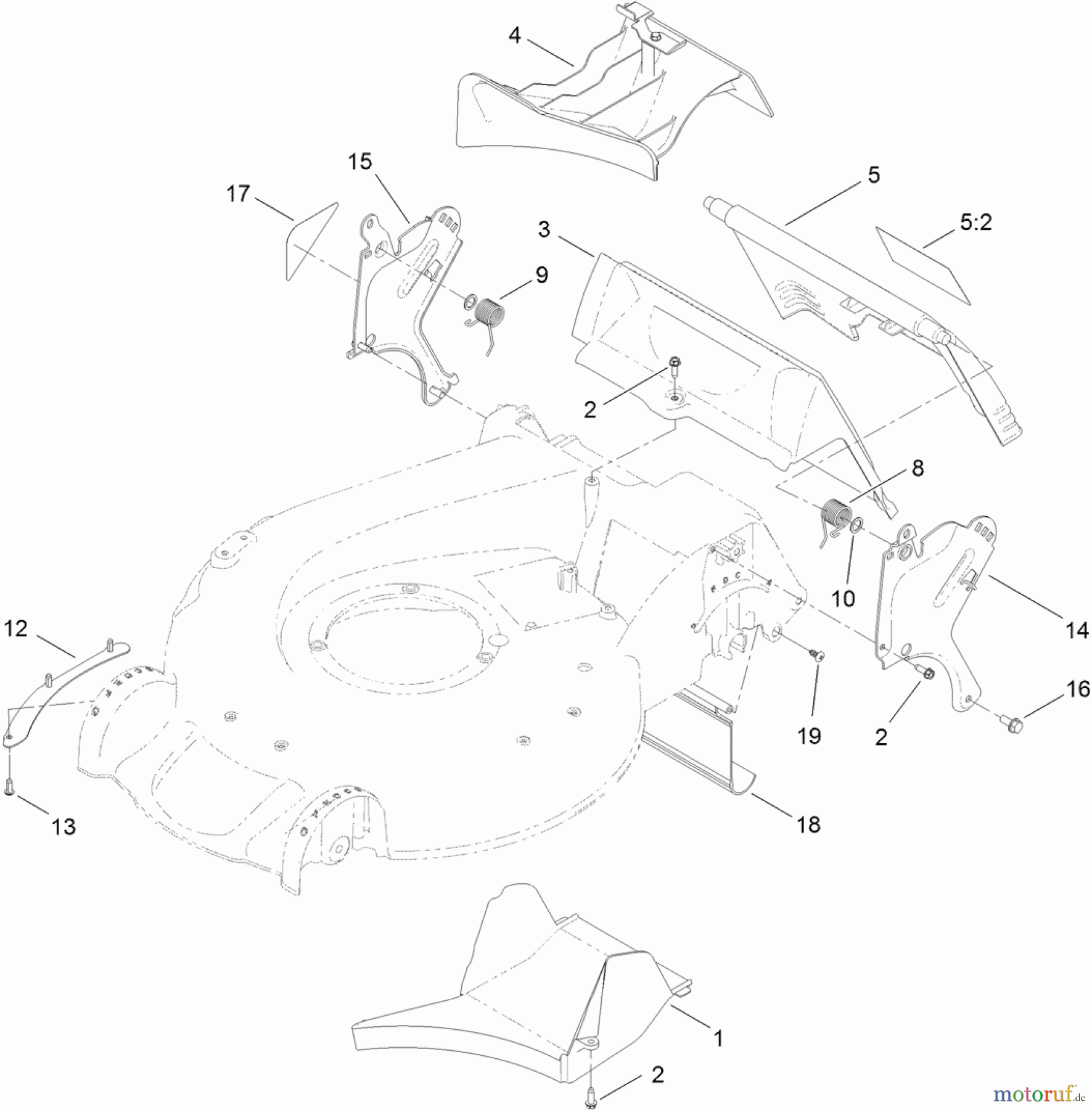  Toro Neu Mowers, Walk-Behind Seite 1 20381 - Toro Super Recycler Lawn Mower, 2012 (SN 312000001-312999999) REAR DOOR AND MULCH PLUG ASSEMBLY