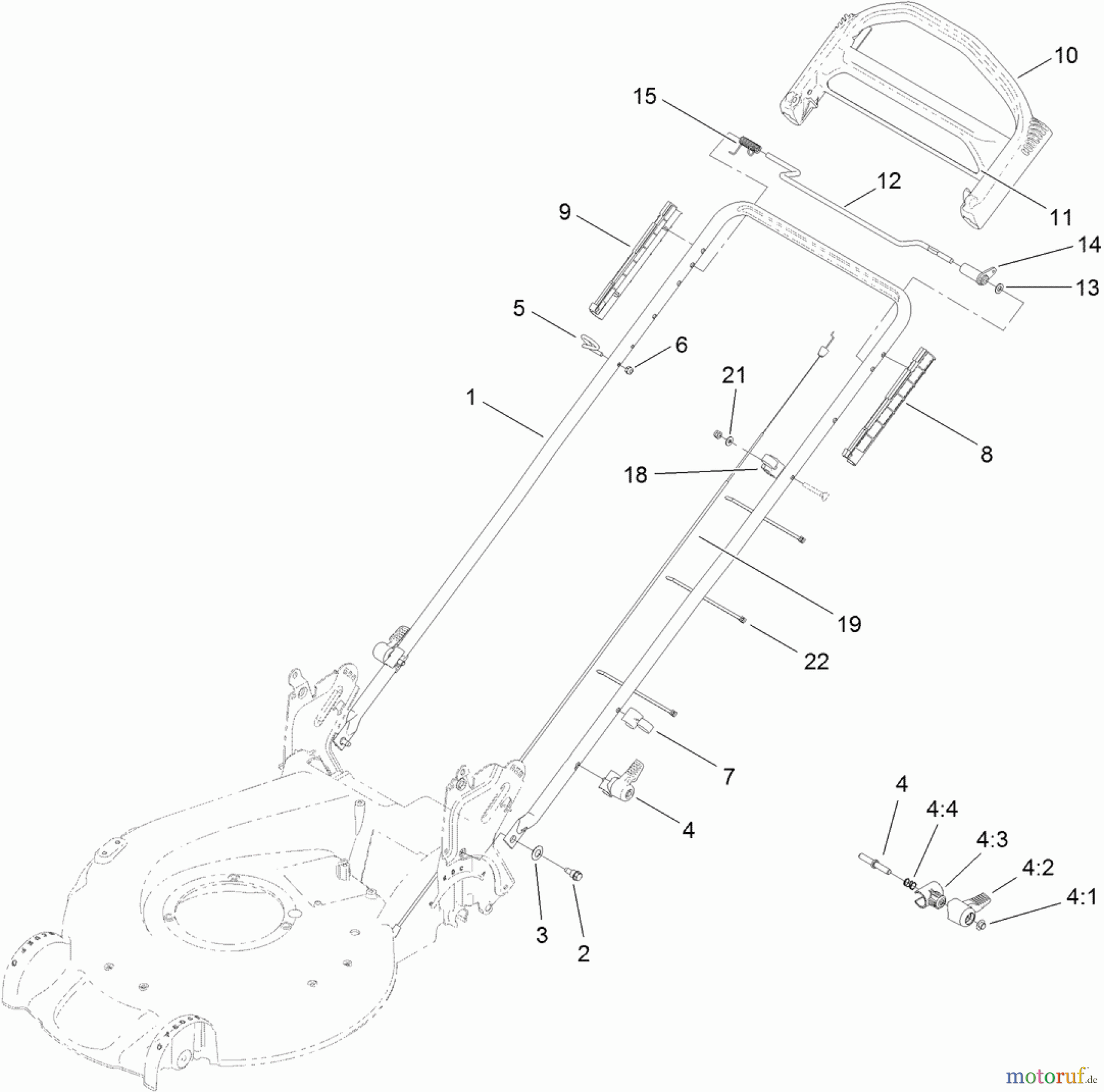  Toro Neu Mowers, Walk-Behind Seite 1 20383 - Toro Super Recycler Lawn Mower, 2012 (SN 312000001-312999999) HANDLE ASSEMBLY