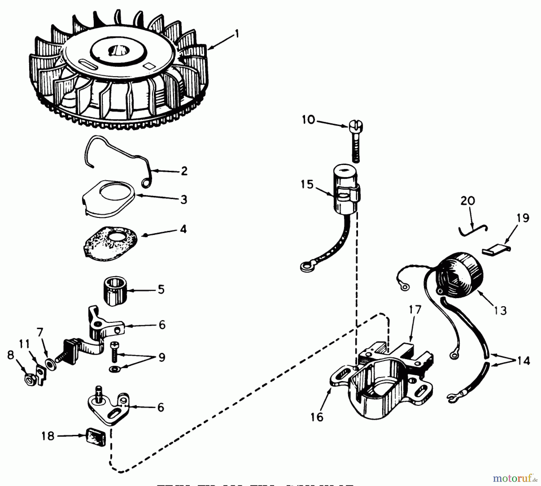  Toro Neu Mowers, Walk-Behind Seite 1 20407 - Toro Lawnmower, 1977 (7000001-7999999) MAGNETO NO. 610793A