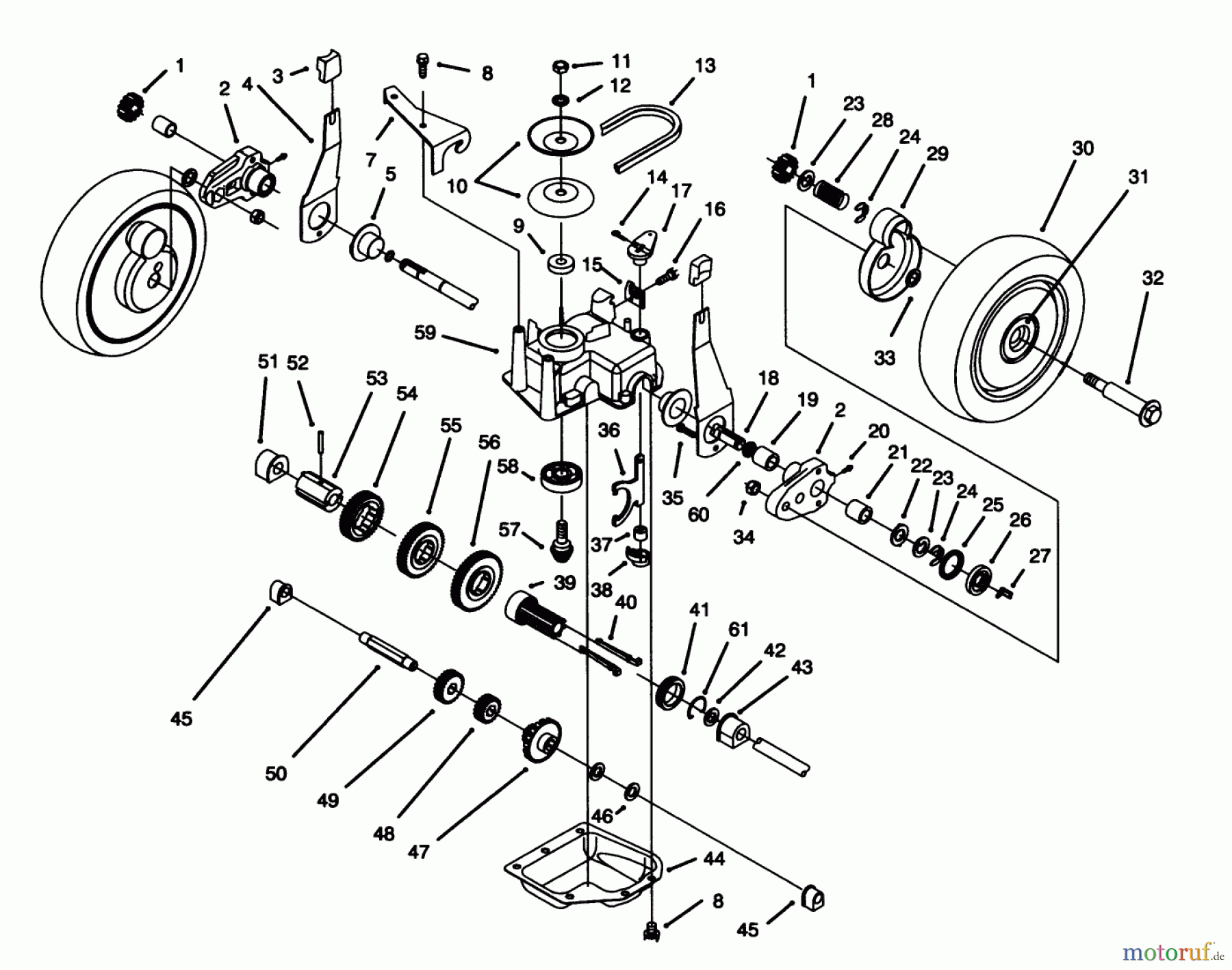  Toro Neu Mowers, Walk-Behind Seite 1 20438WF - Toro Lawnmower, 1993 (39000001-39999999) GEAR CASE ASSEMBLY