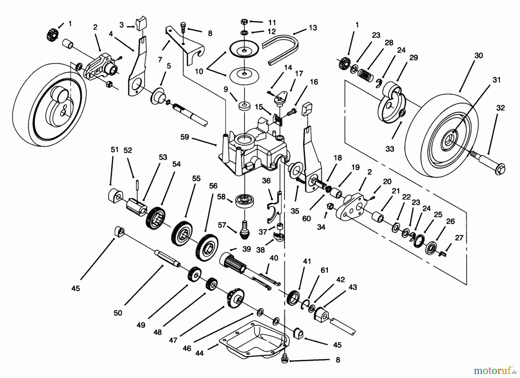  Toro Neu Mowers, Walk-Behind Seite 1 20439 - Toro Lawnmower, 1994 (49000001-49999999) GEAR CASE ASSEMBLY