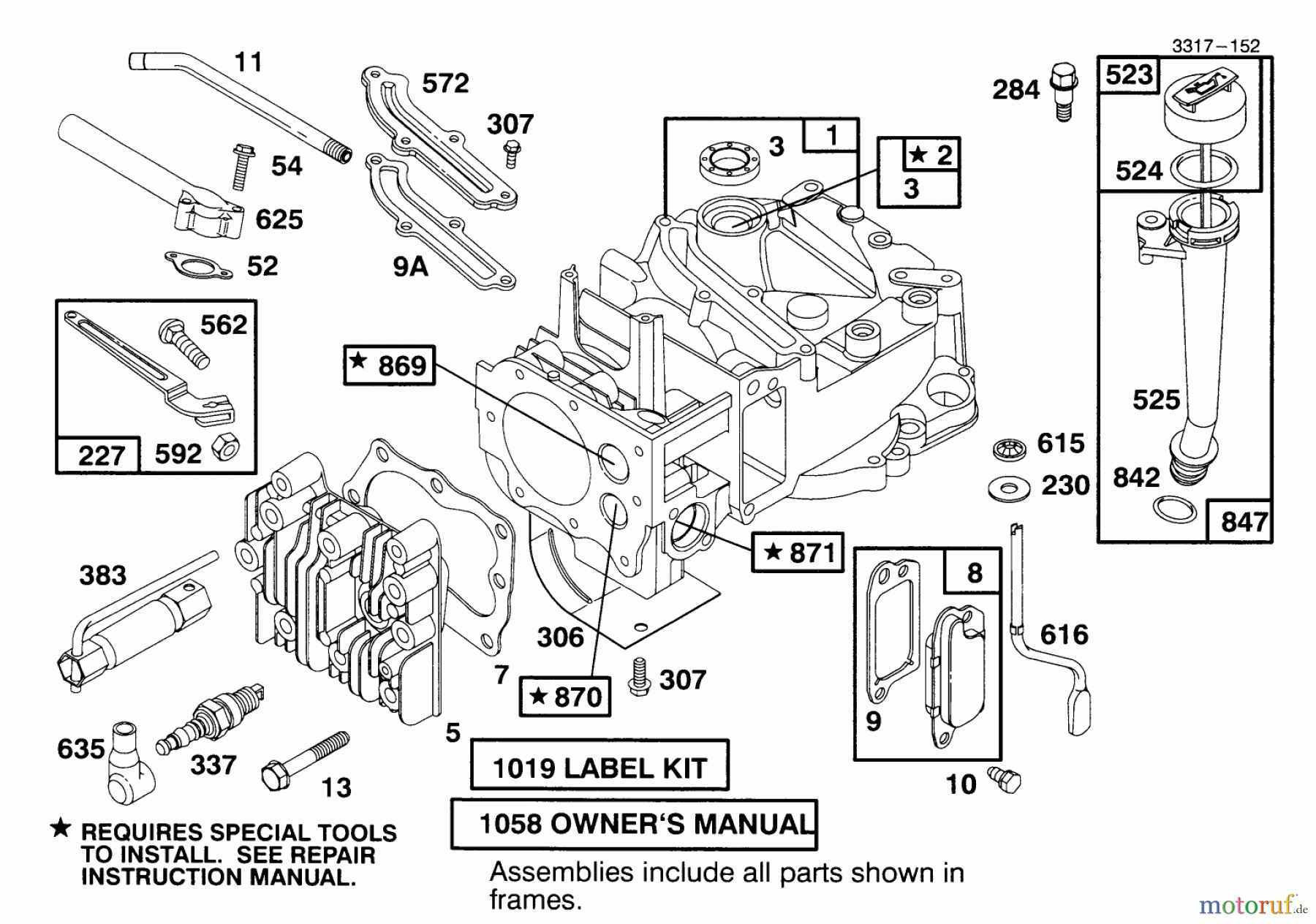  Toro Neu Mowers, Walk-Behind Seite 1 20443 - Toro Lawnmower, 1995 (5900001-5999999) ENGINE BRIGGS & STRATTON MODEL 127802-0640-01 #1