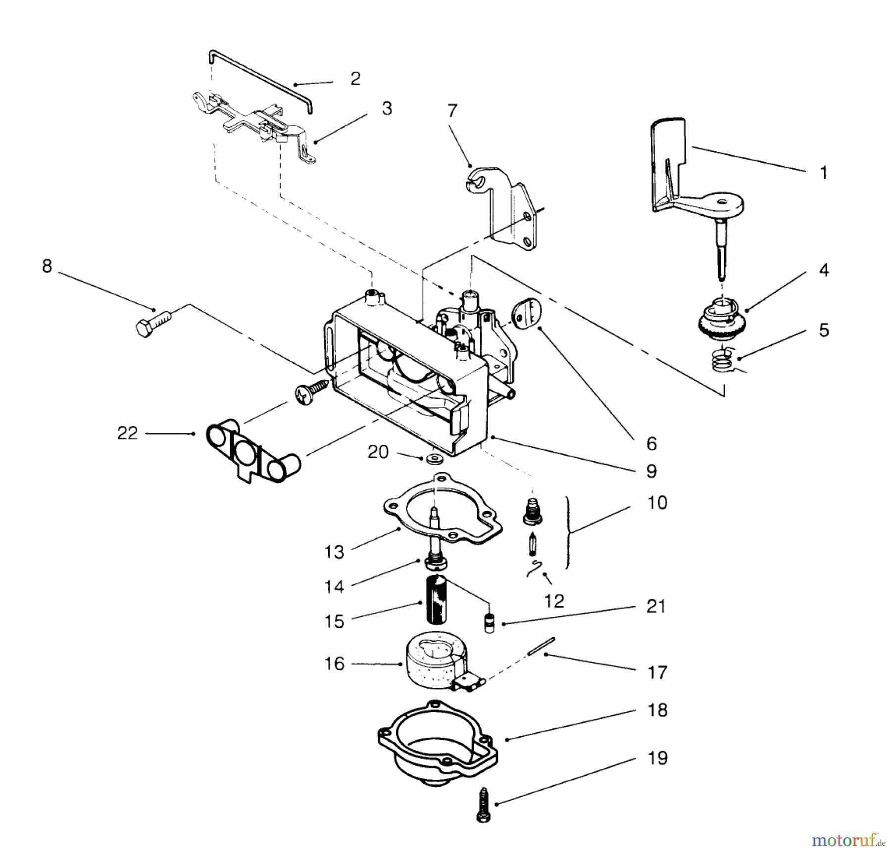  Toro Neu Mowers, Walk-Behind Seite 1 20453 - Toro Lawnmower, 1996 (6900001-6999999) CARBURETOR ASSEMBLY (MODEL NO. 20441 ONLY)