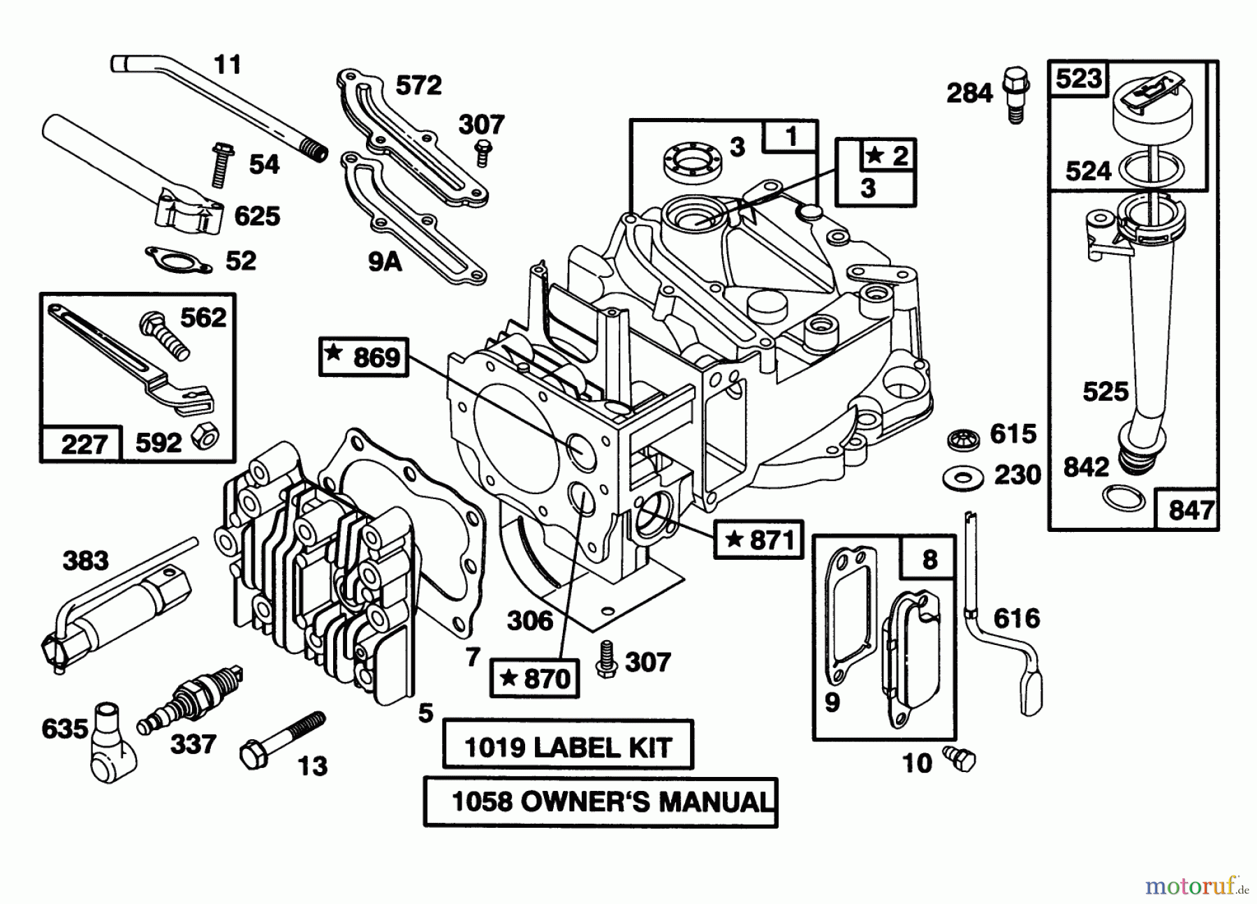  Toro Neu Mowers, Walk-Behind Seite 1 20453 - Toro Lawnmower, 1996 (6900001-6999999) ENGINE BRIGGS & STRATTON MODEL 127802-0640-01 #1