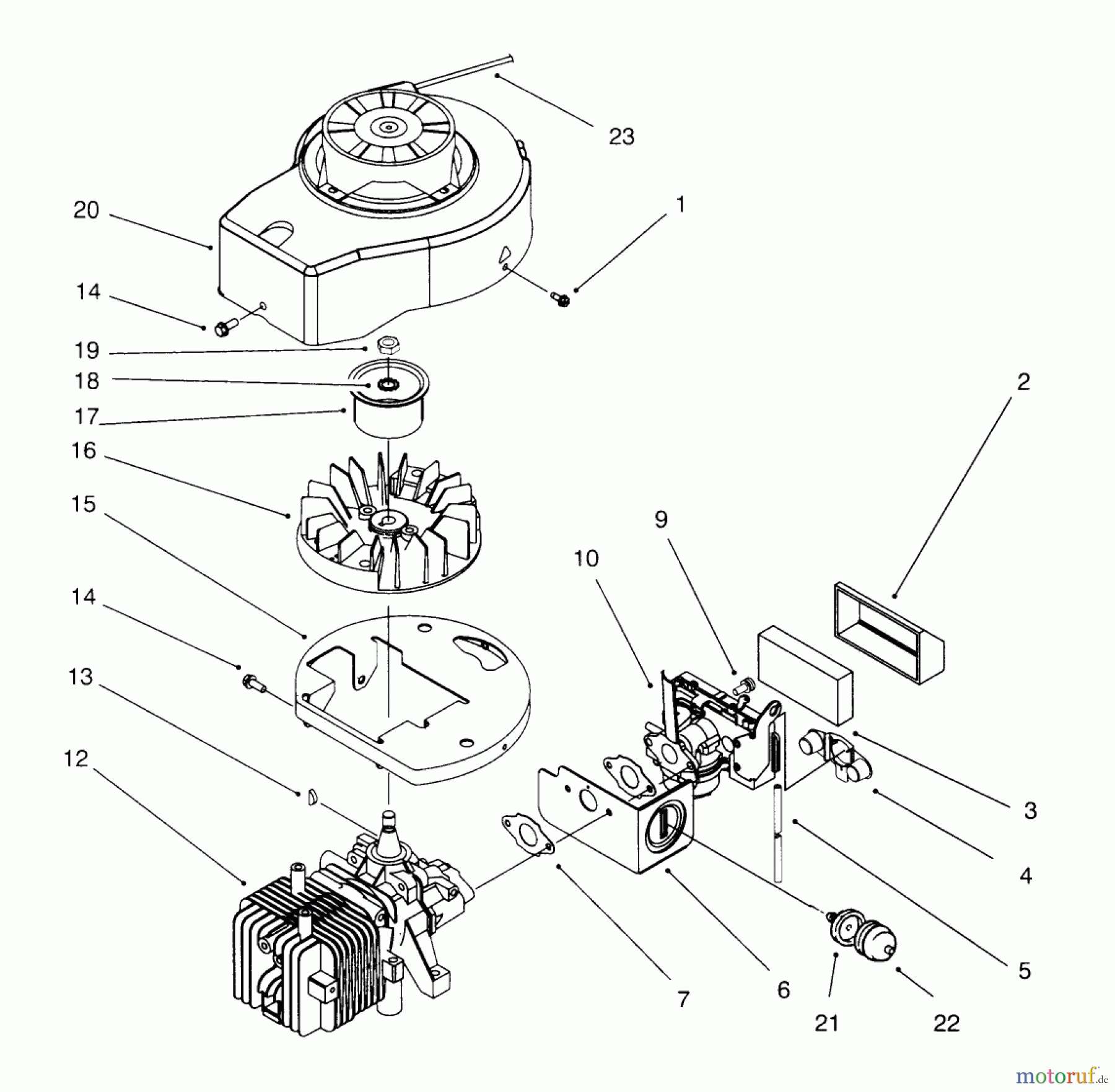  Toro Neu Mowers, Walk-Behind Seite 1 20443 - Toro Lawnmower, 1996 (6900001-6999999) SHROUD & BLOCK ASSEMBLY (MODEL NO. 20441 ONLY)