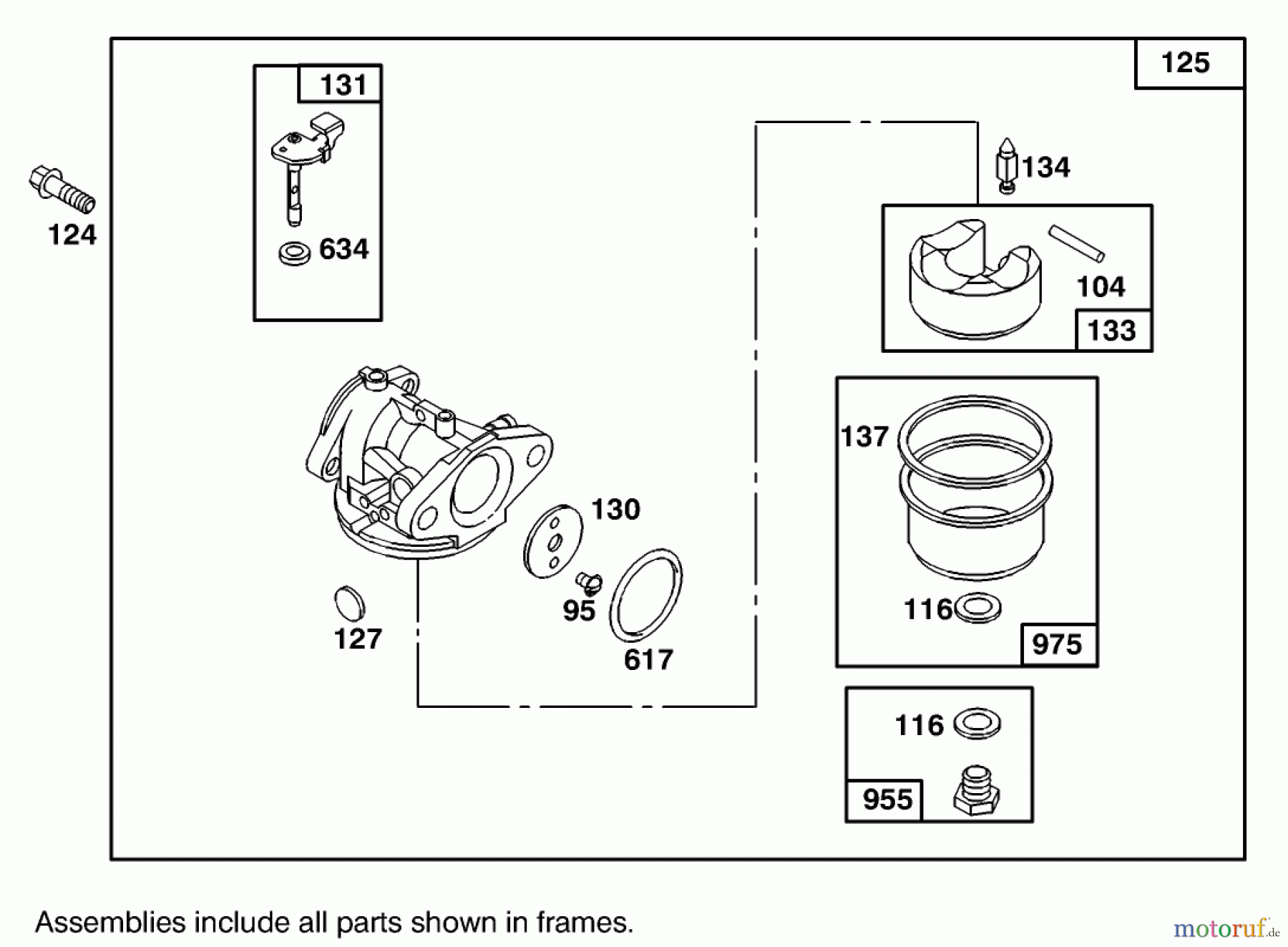  Toro Neu Mowers, Walk-Behind Seite 1 20444 - Toro Lawnmower, 1995 (5900001-5999999) CARBURETOR ASSEMBLY BRIGGS AND STRATTON 127802-0640-01