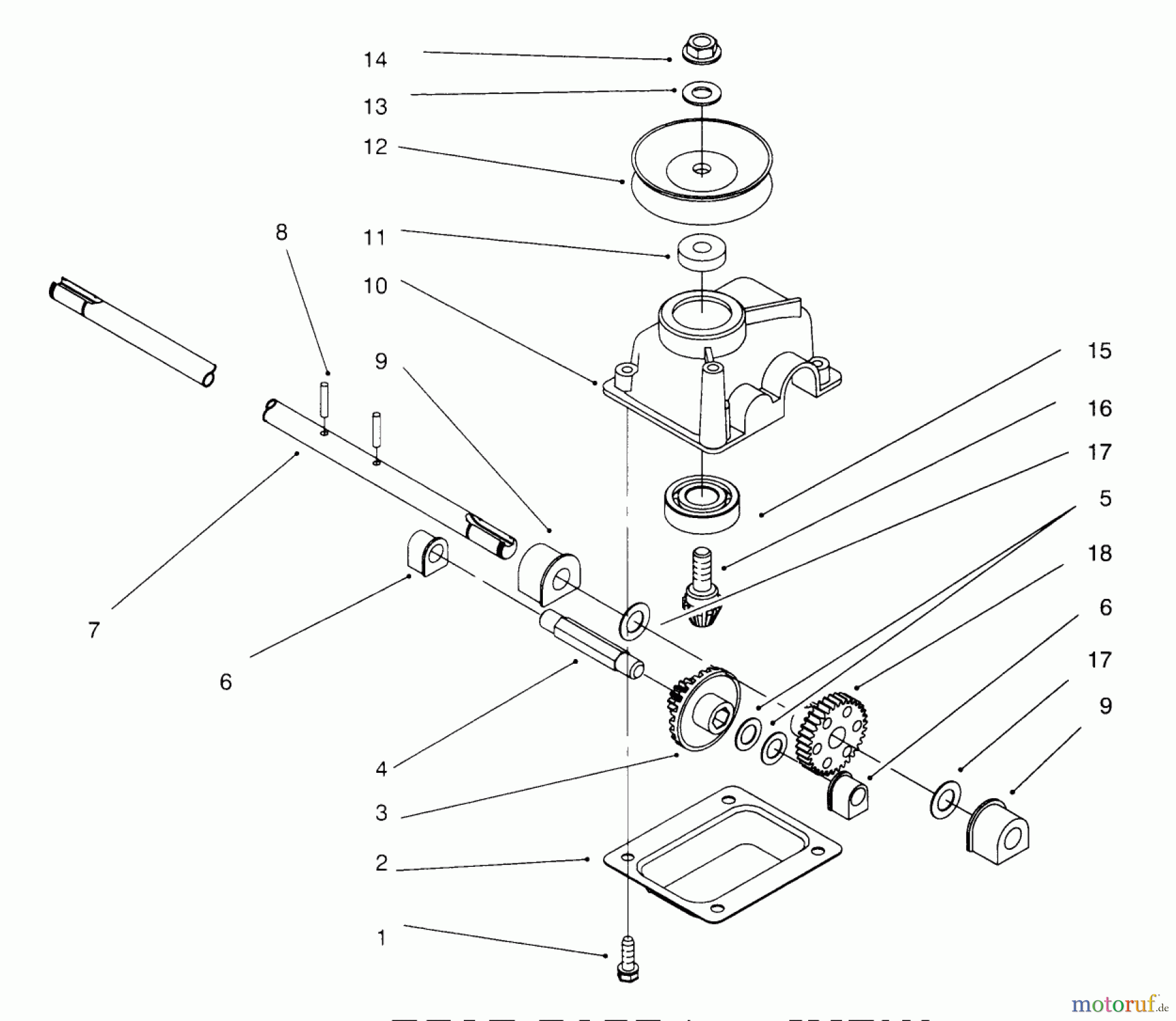  Toro Neu Mowers, Walk-Behind Seite 1 20442 - Toro Lawnmower, 1996 (6900001-6999999) GEAR CASE ASSEMBLY