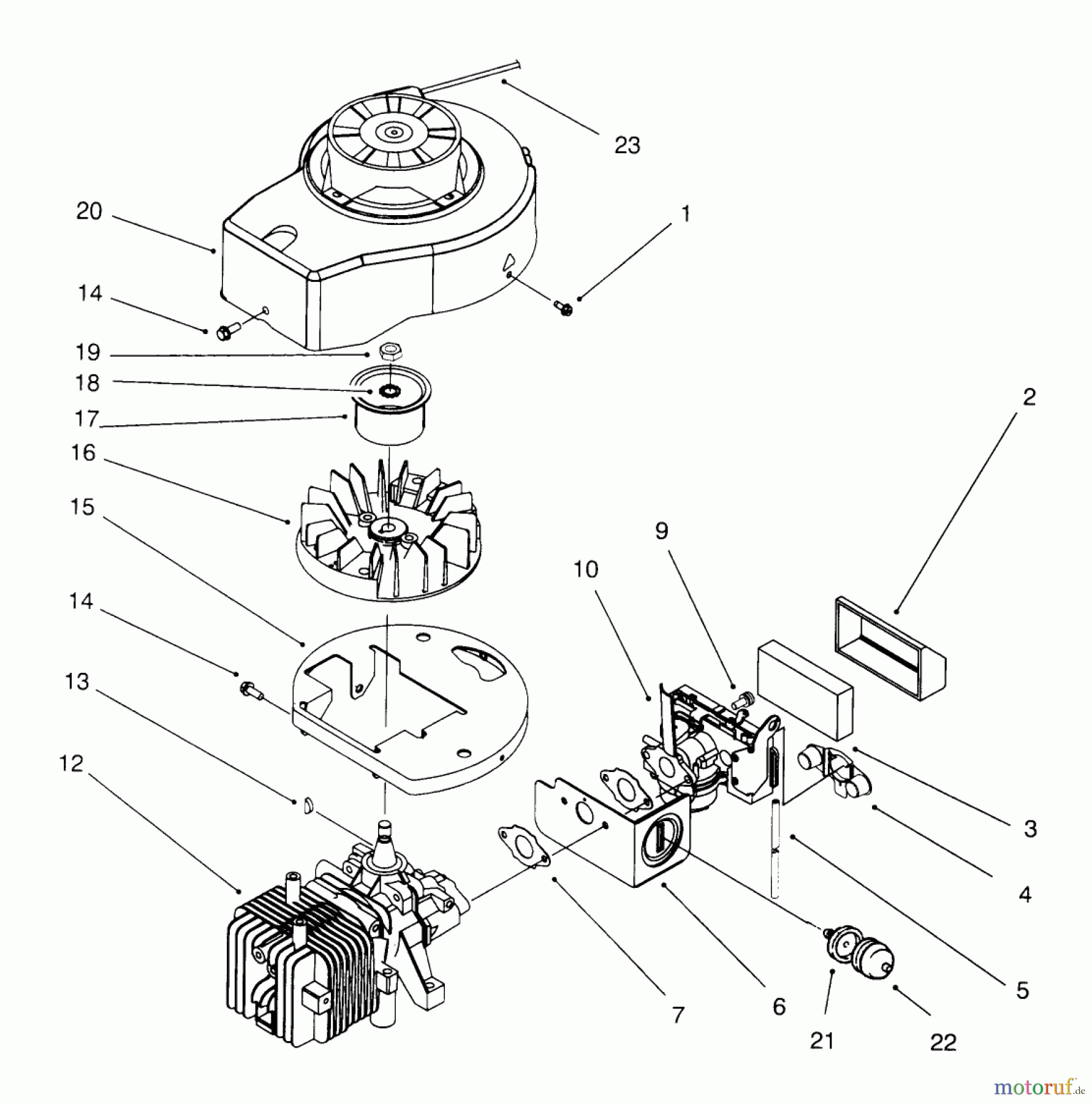  Toro Neu Mowers, Walk-Behind Seite 1 20444 - Toro Lawnmower, 1996 (6900001-6999999) SHROUD & BLOCK ASSEMBLY (MODEL NO. 20442 ONLY)