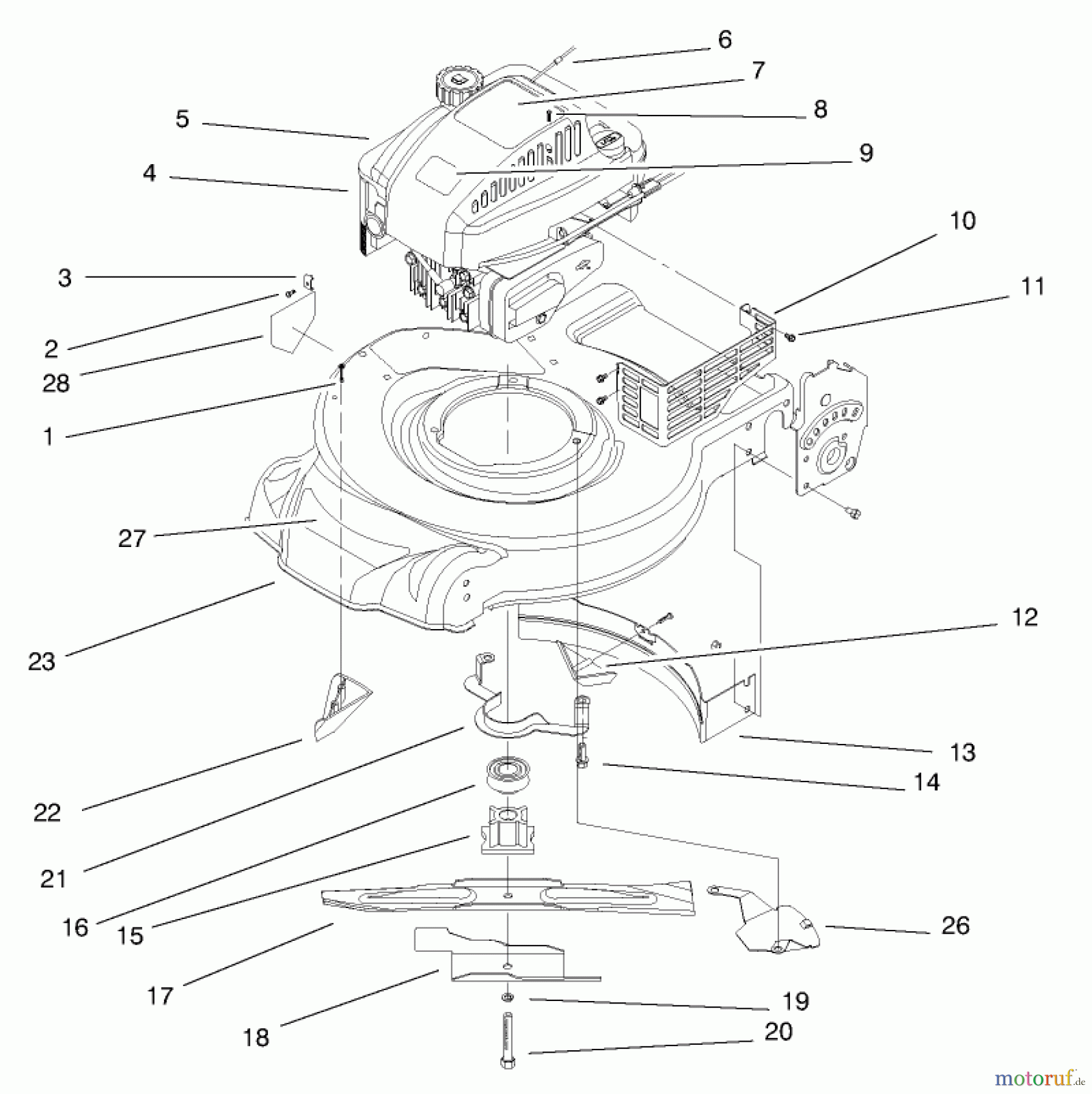  Toro Neu Mowers, Walk-Behind Seite 1 20458 - Toro Lawnmower, 1997 (7900001-7999999) ENGINE ASSEMBLY