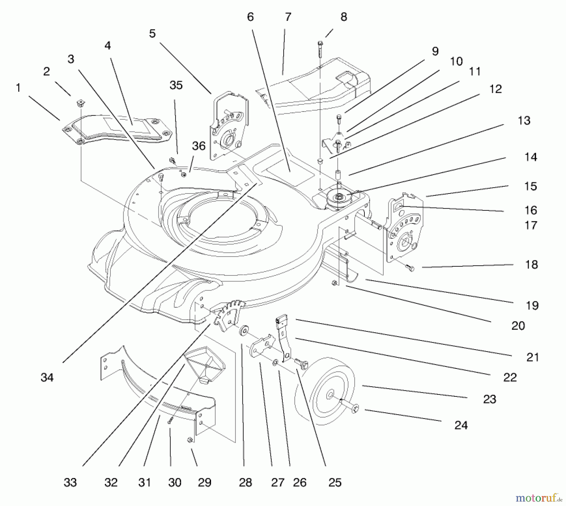  Toro Neu Mowers, Walk-Behind Seite 1 20458 - Toro Lawnmower, 1997 (7900001-7999999) HOUSING ASSEMBLY