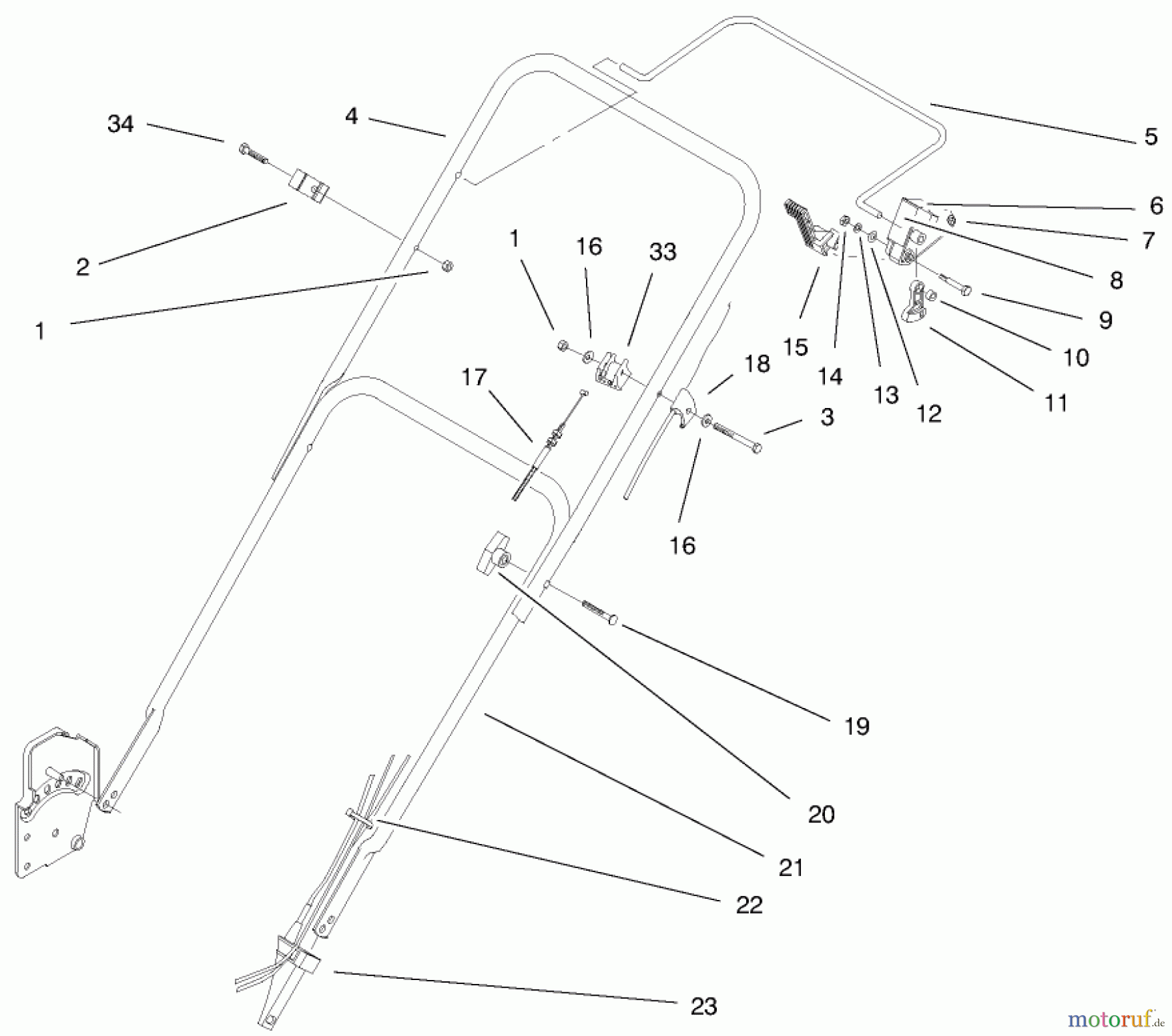  Toro Neu Mowers, Walk-Behind Seite 1 20452 (R-21S) - Toro Recycler Mower, R-21S, 1998 (8900001-8999999) HANDLE ASSEMBLY