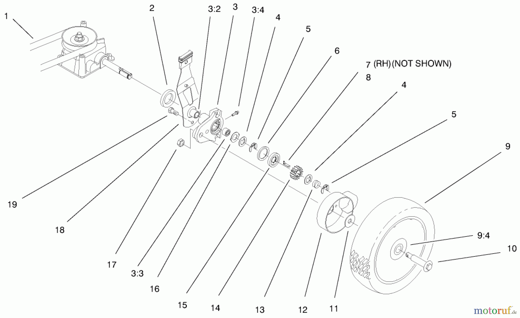  Toro Neu Mowers, Walk-Behind Seite 1 20452 (R-21S) - Toro Recycler Mower, R-21S, 1998 (8900001-8999999) REAR AXLE ASSEMBLY