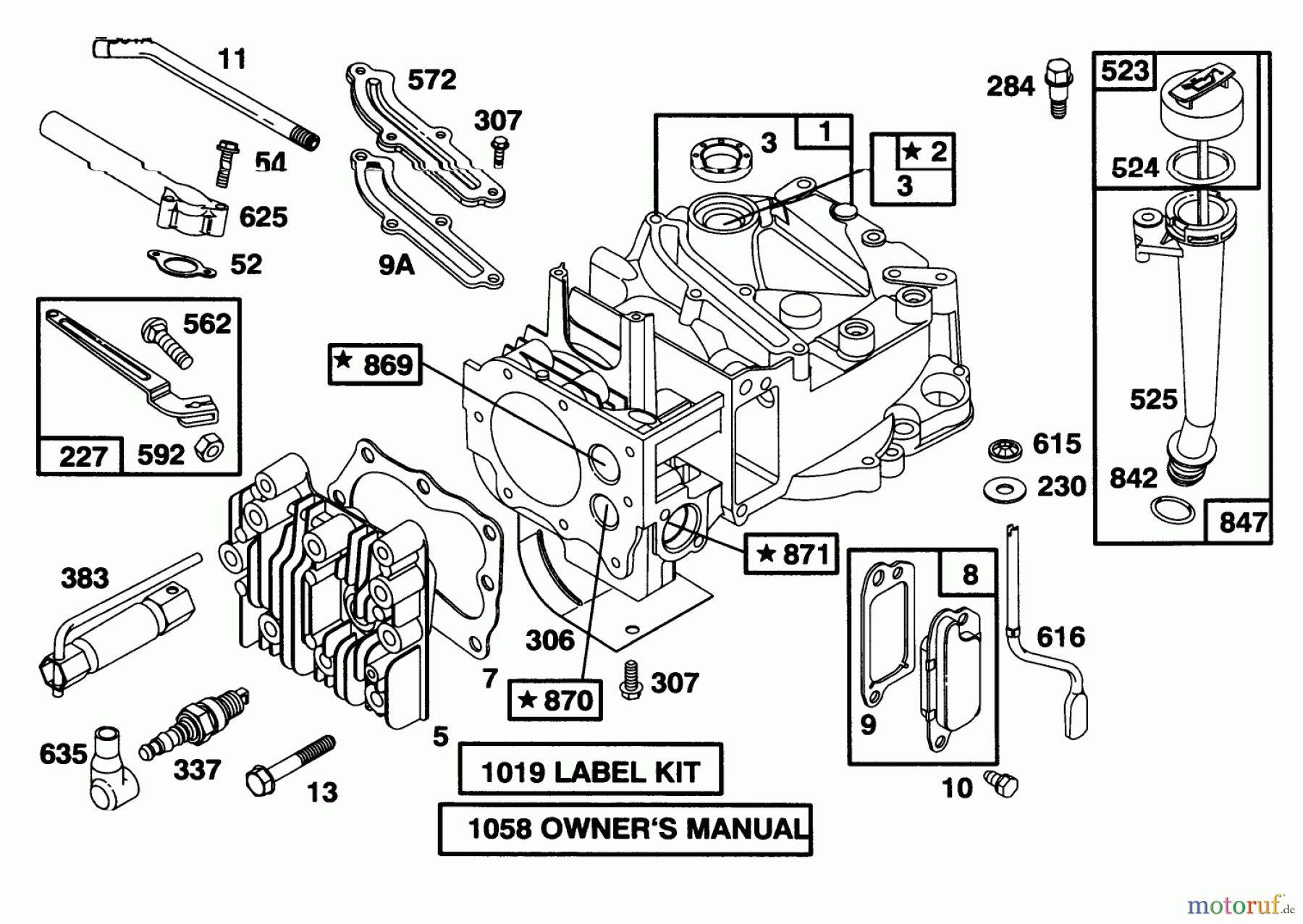  Toro Neu Mowers, Walk-Behind Seite 1 20461 - Toro Super Recycler Lawnmower, 1995 (5900001-5999999) ENGINE BRIGGS & STRATTON MODEL 128802-0615-01 #1