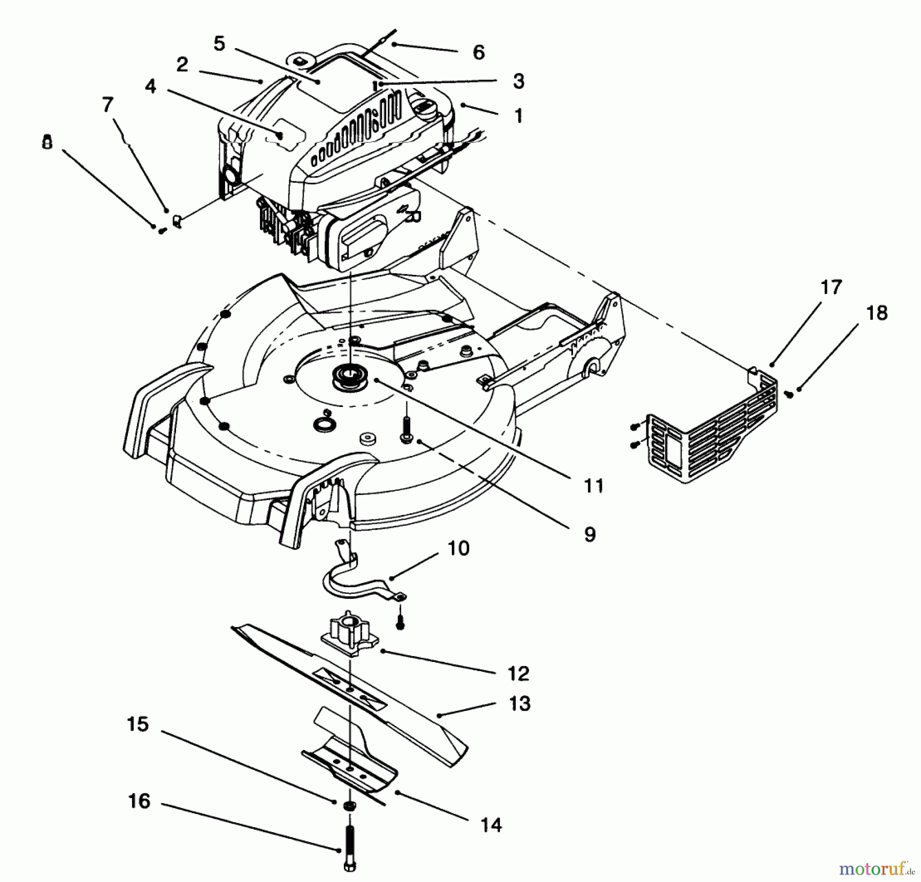  Toro Neu Mowers, Walk-Behind Seite 1 20462 - Toro Super Recycler Lawnmower, 1996 (6900001-6999999) ENGINE ASSEMBLY