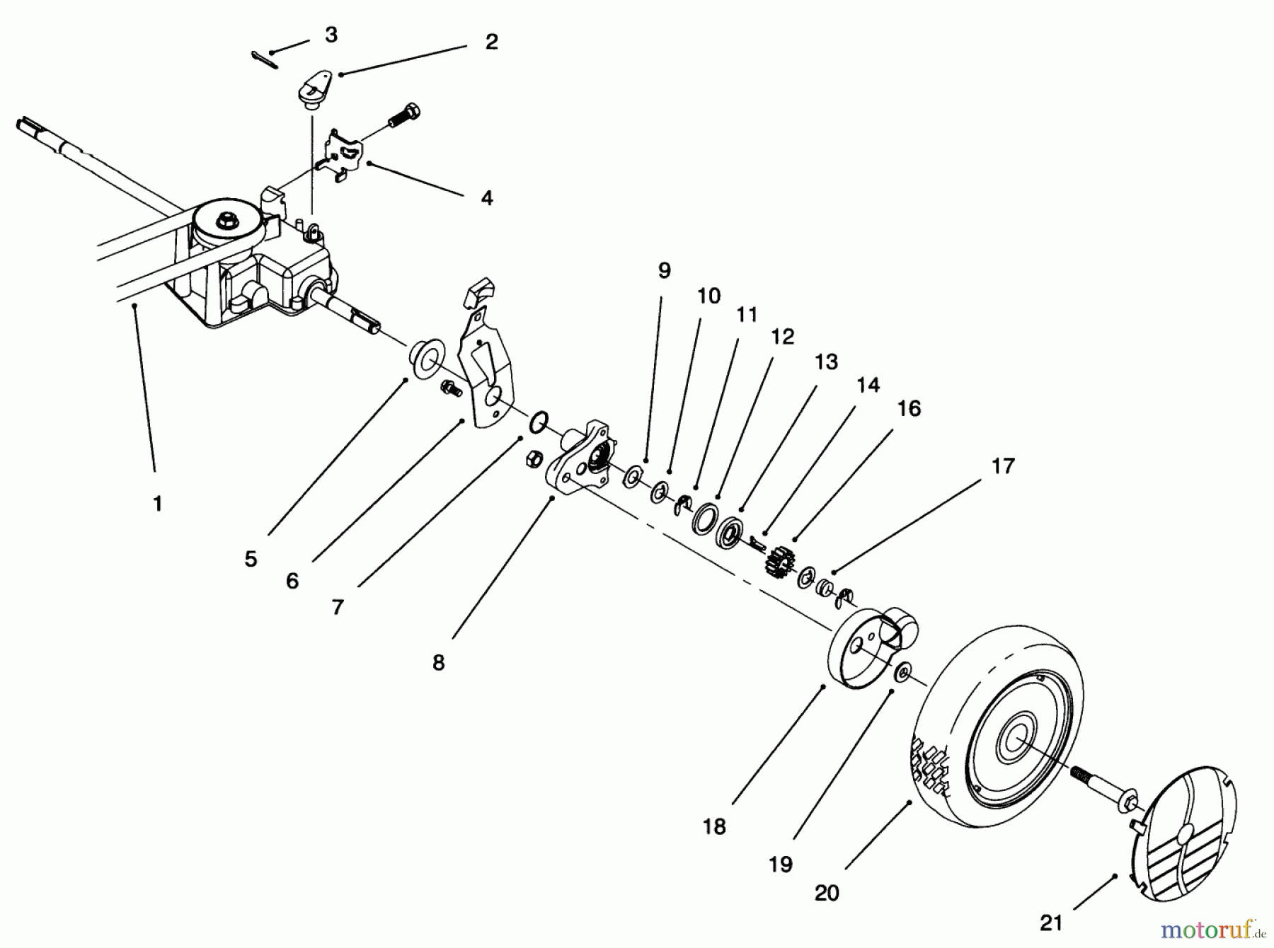  Toro Neu Mowers, Walk-Behind Seite 1 20462 - Toro Super Recycler Lawnmower, 1996 (6900001-6999999) REAR AXLE ASSEMBLY