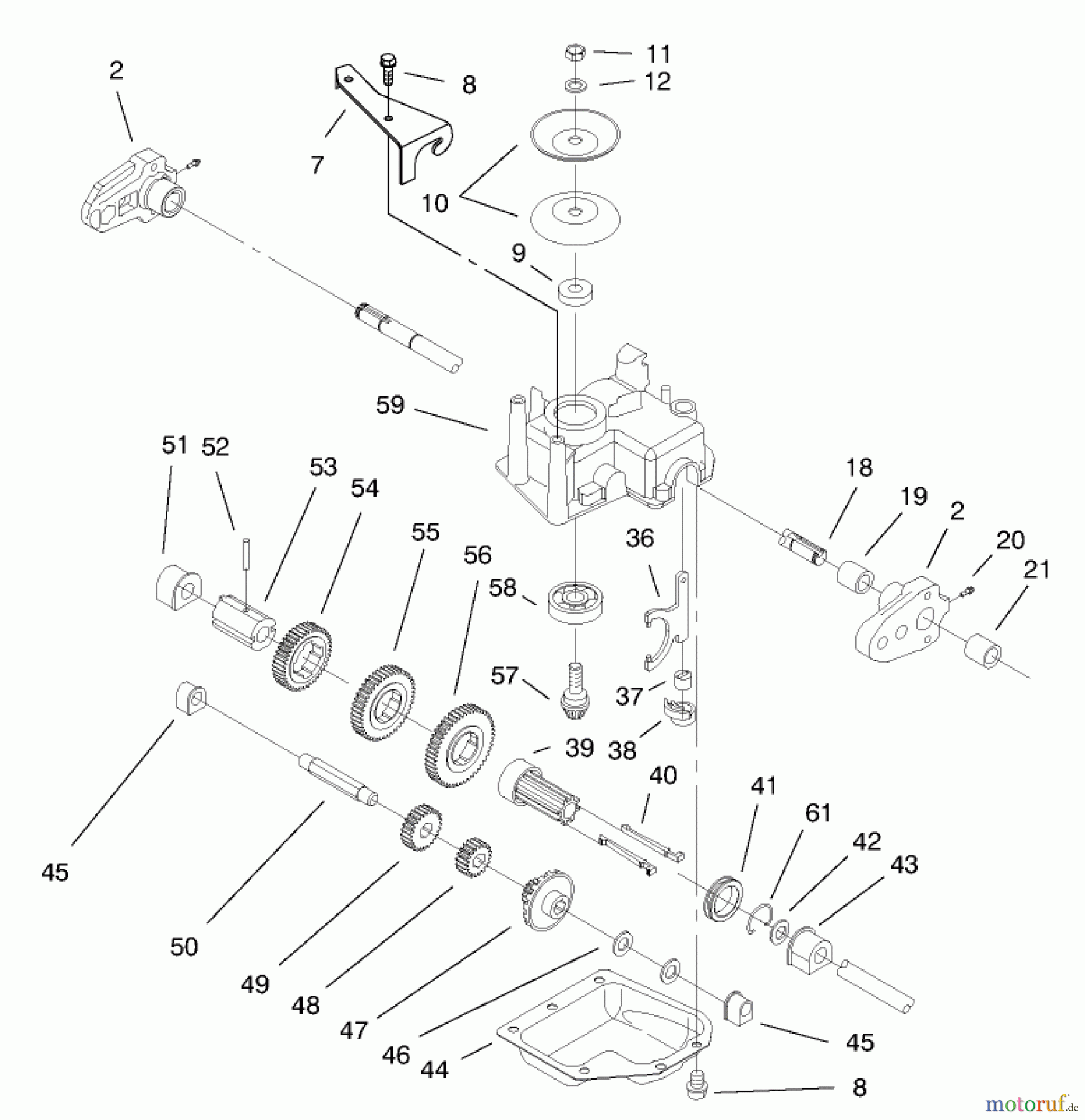  Toro Neu Mowers, Walk-Behind Seite 1 20465 - Toro Super Recycler Mower, 1997 (790000001-799999999) GEAR CASE ASSEMBLY