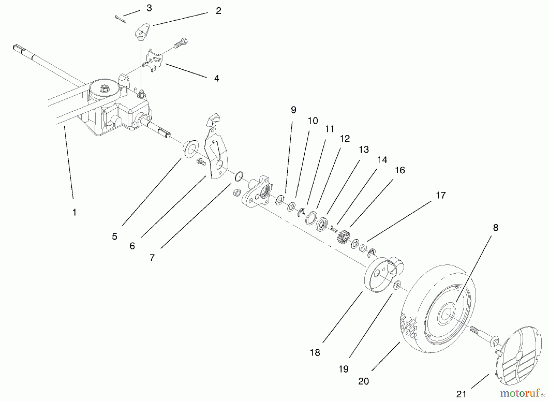  Toro Neu Mowers, Walk-Behind Seite 1 20465 - Toro Super Recycler Mower, 1997 (790000001-799999999) REAR AXLE ASSEMBLY