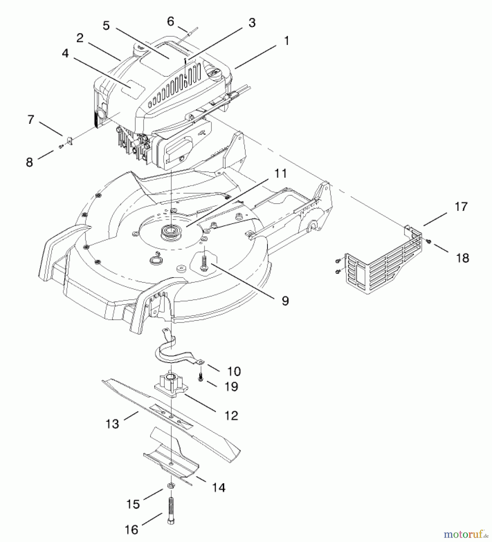  Toro Neu Mowers, Walk-Behind Seite 1 20470 - Toro Super Recycler Lawnmower, 1997 (7900001-7999999) ENGINE ASSEMBLY