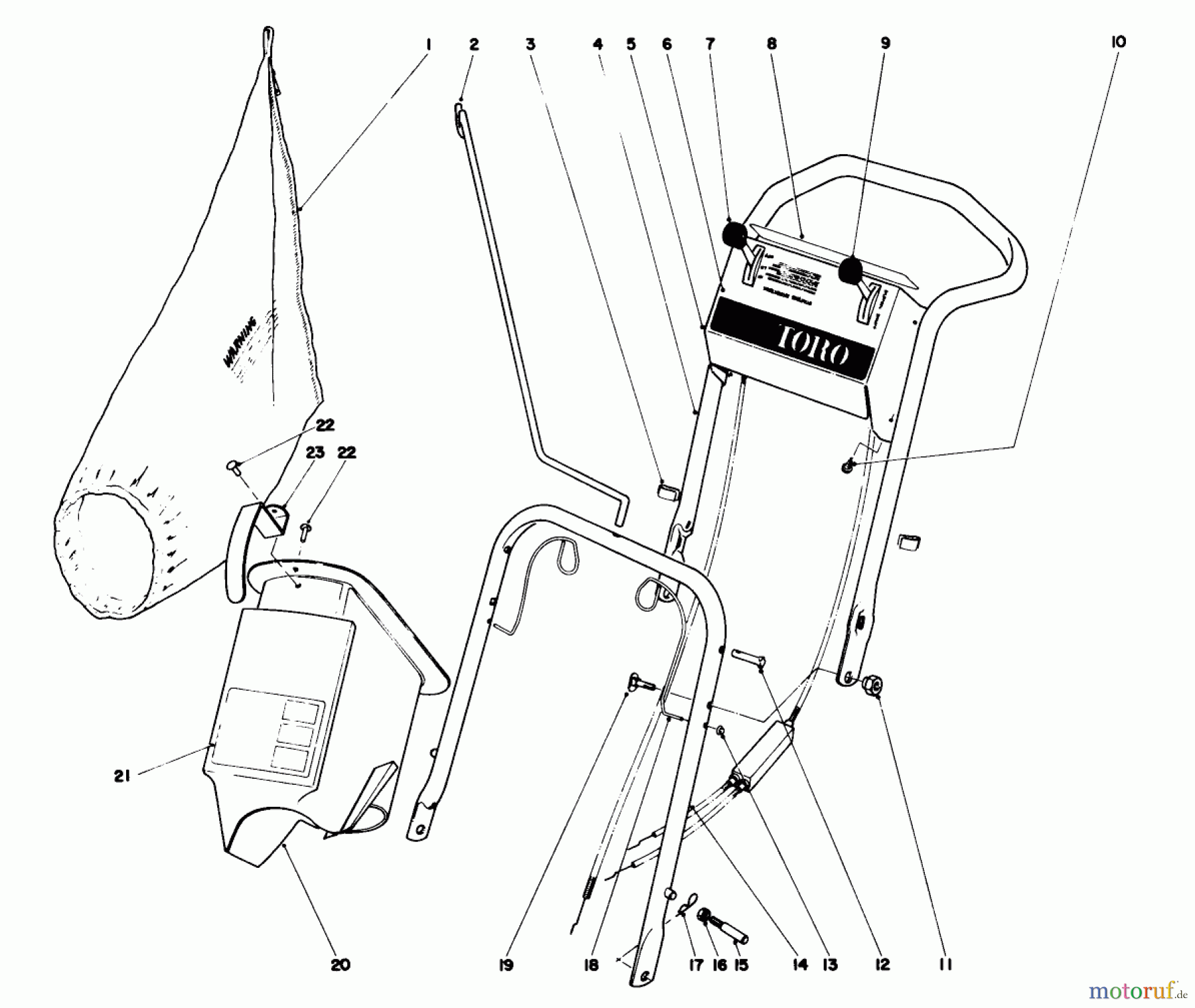  Toro Neu Mowers, Walk-Behind Seite 2 21610 - Toro Guardian Lawnmower, 1975 (5000001-5999999) HANDLE ASSEMBLY MODEL NO. 21610