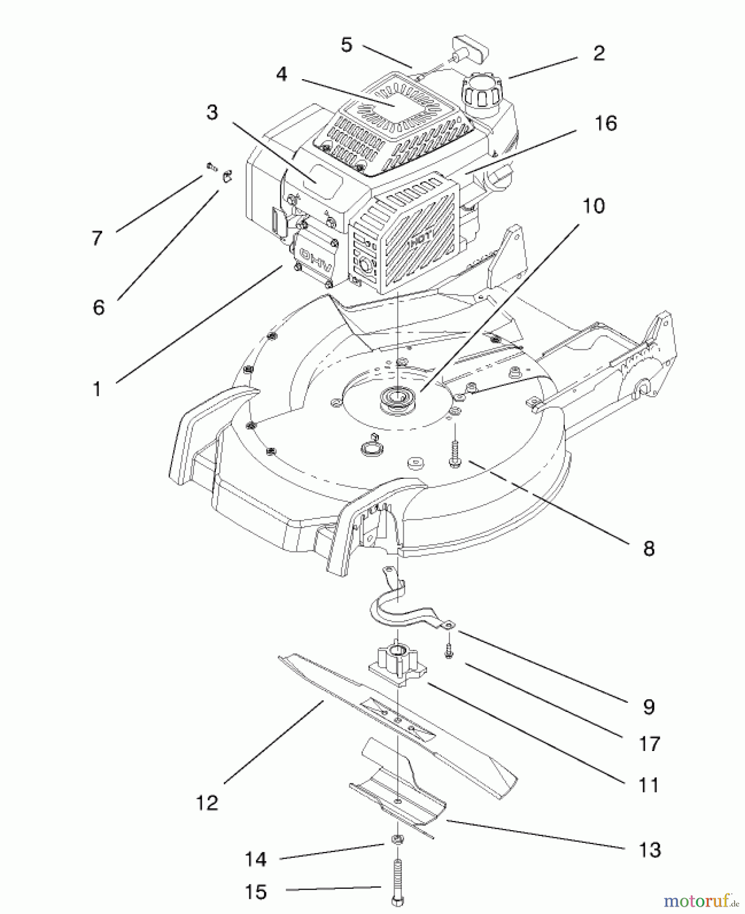  Toro Neu Mowers, Walk-Behind Seite 1 20474 - Toro Super Recycler Lawnmower, 1996 (6900001-6999999) ENGINE ASSEMBLY