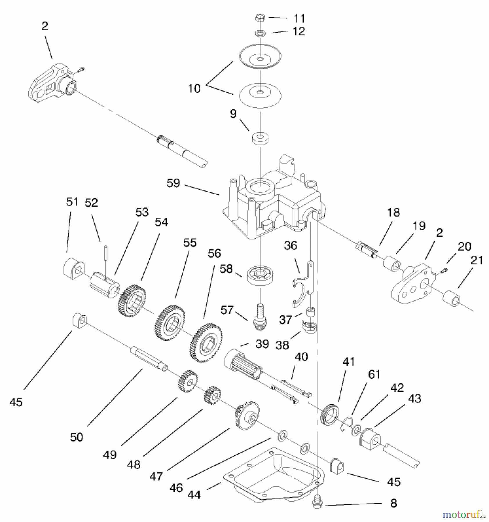  Toro Neu Mowers, Walk-Behind Seite 1 20475 - Toro Lawnmower, 1996 (6900001-6999999) GEAR CASE ASSEMBLY