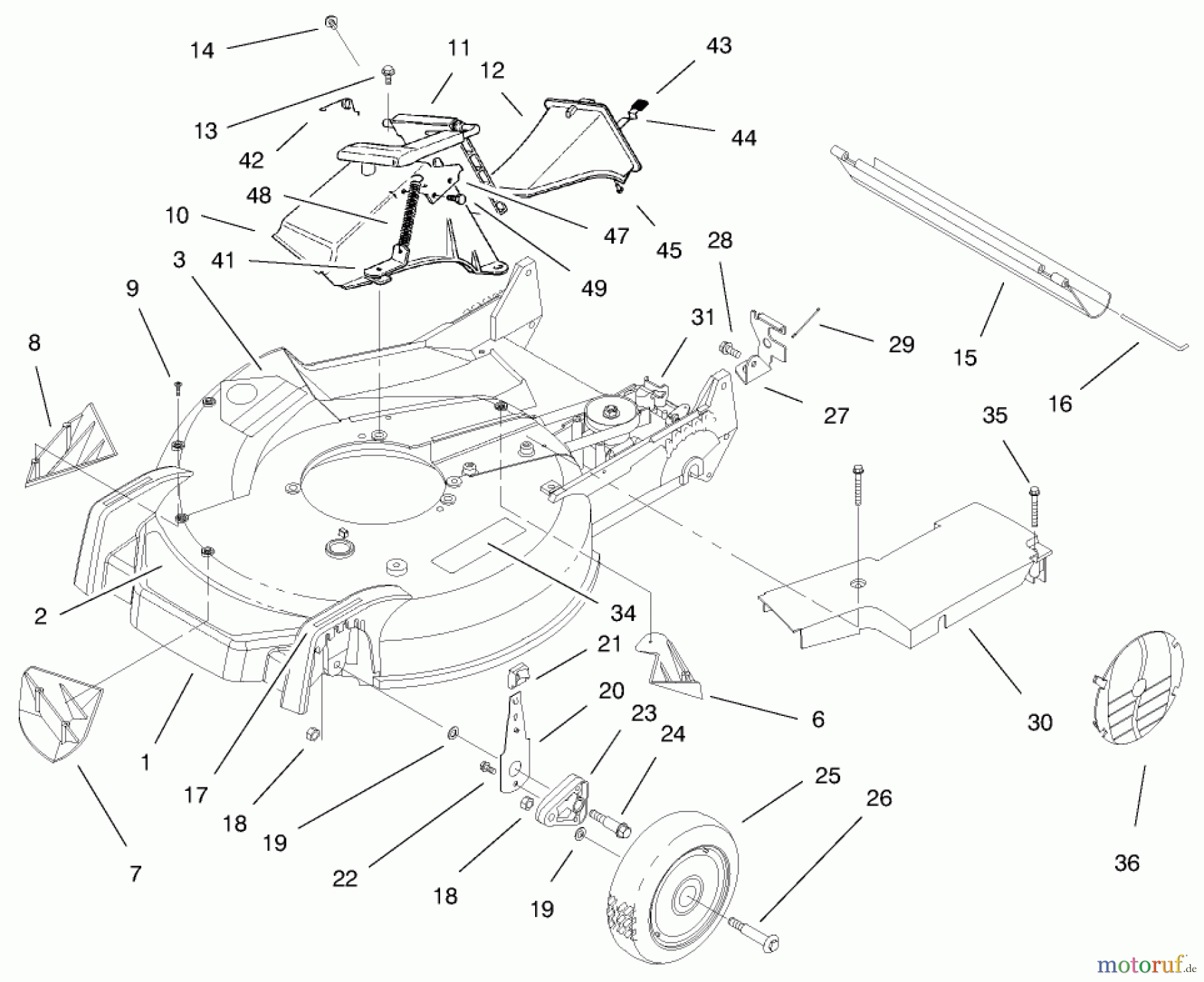  Toro Neu Mowers, Walk-Behind Seite 1 20481 - Toro Super Recycler Lawn Mower, 1997 (7900001-7999999) HOUSING ASSEMBLY