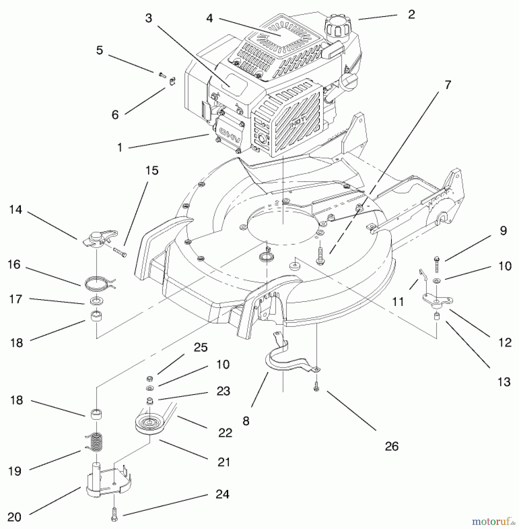  Toro Neu Mowers, Walk-Behind Seite 1 20483 - Toro Lawnmower, 1997 (790000001-799999999) ENGINE ASSEMBLY