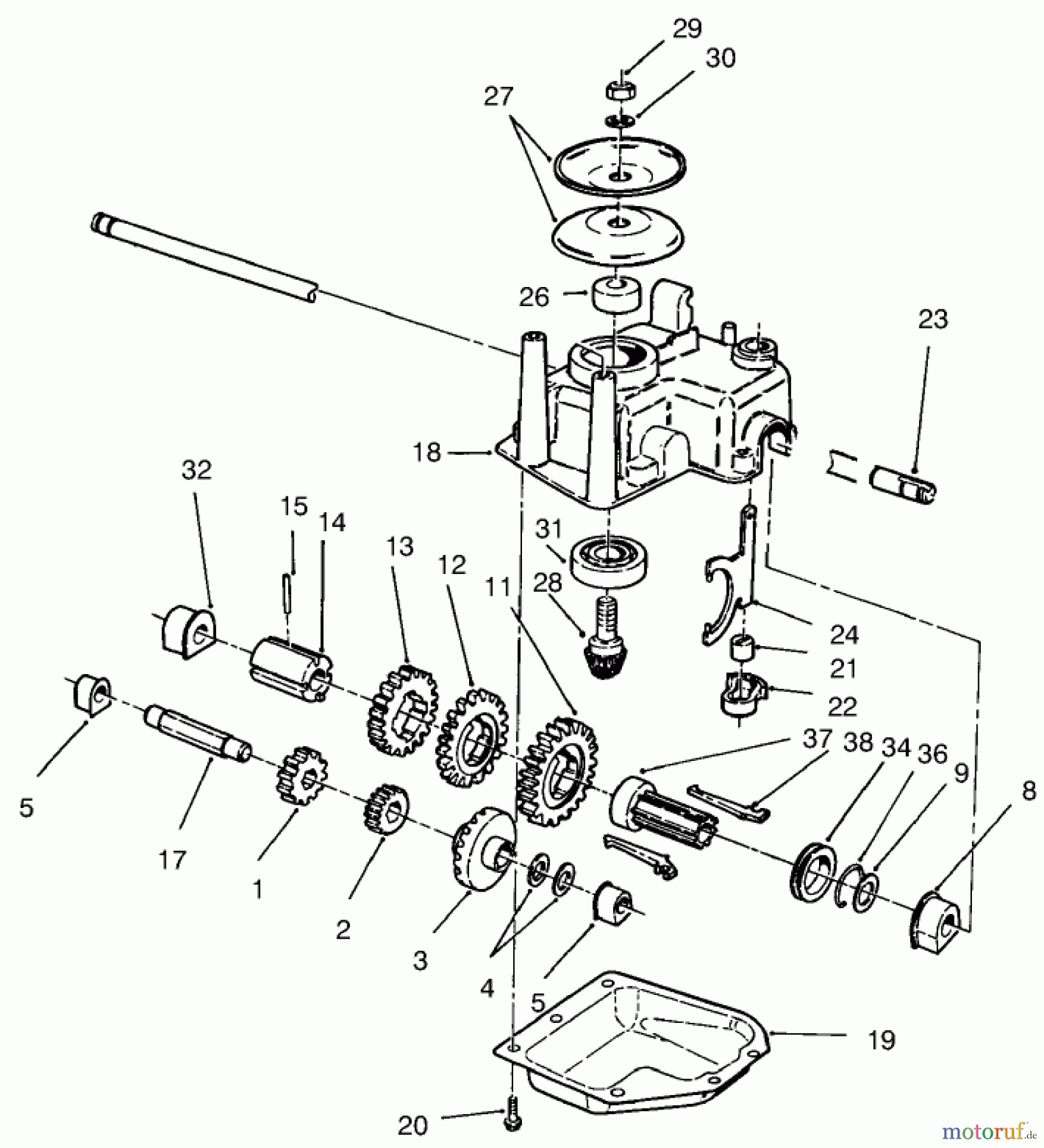  Toro Neu Mowers, Walk-Behind Seite 1 20486 (SR-21OS) - Toro Super Recycler Mower, SR-21OS, 1998 (8900001-8999999) GEAR CASE ASSEMBLY