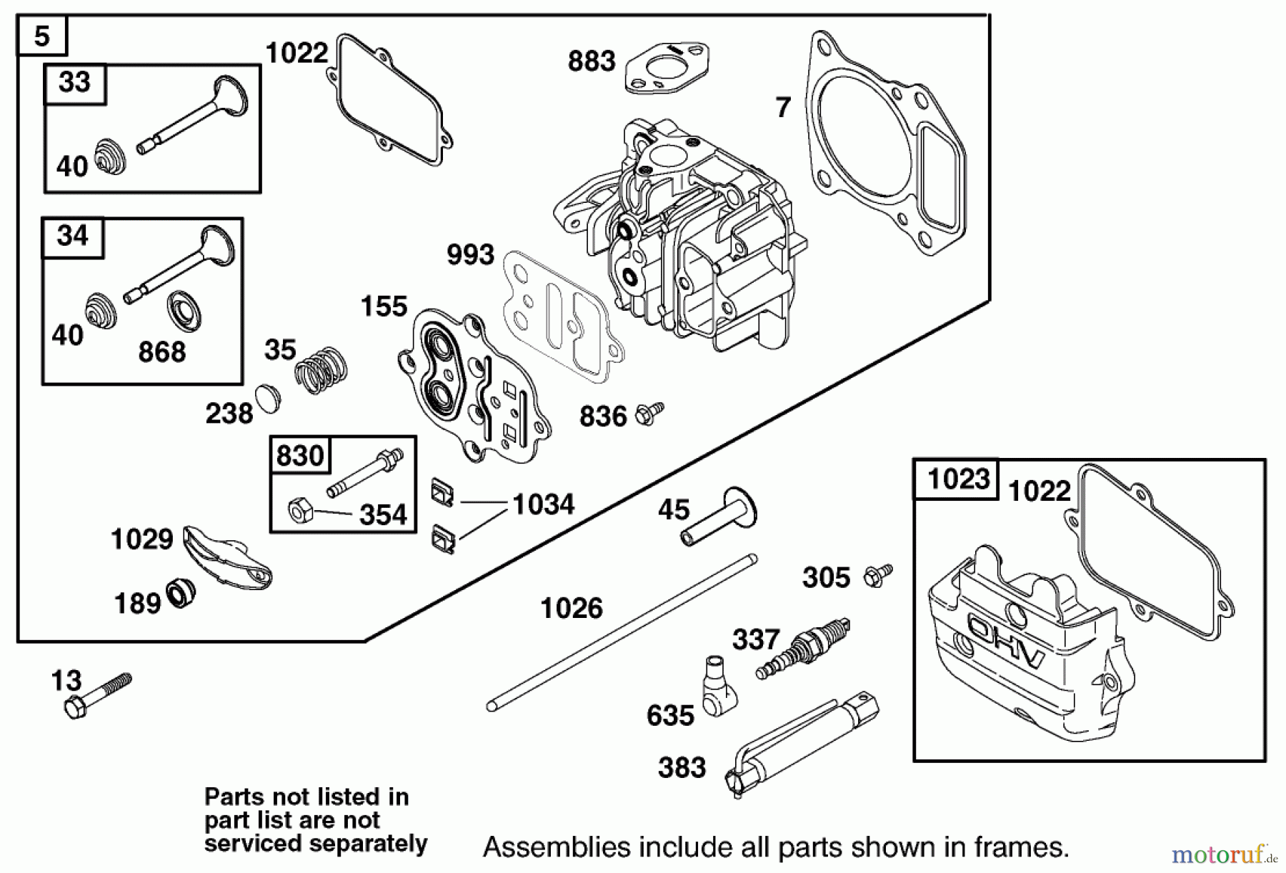  Toro Neu Mowers, Walk-Behind Seite 1 20487 (SR-21OSBB) - Toro Super Recycler Mower, SR-21OSBB, 2001 (210000001-210999999) CYLINDER HEAD ASSEMBLY