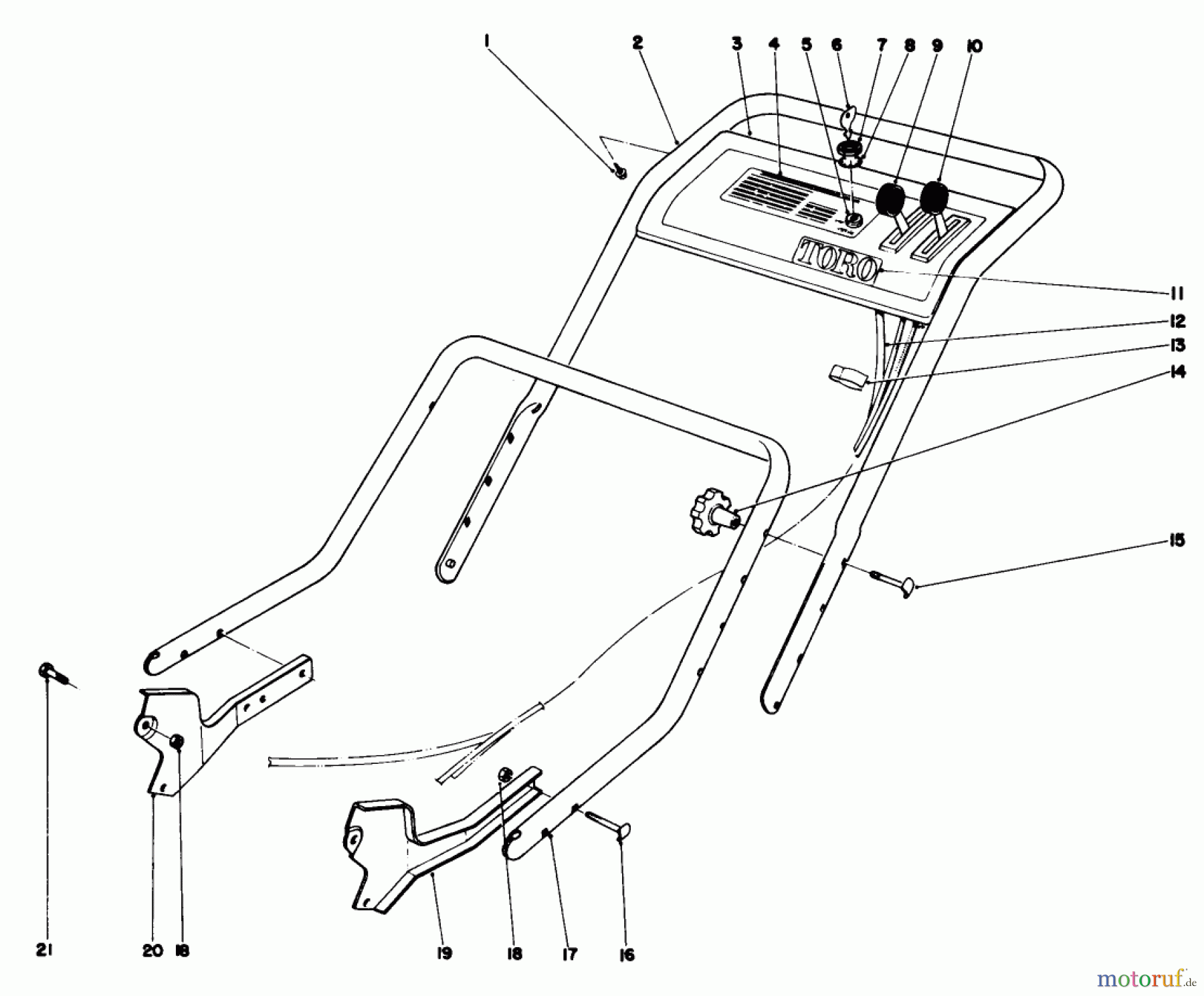  Toro Neu Mowers, Walk-Behind Seite 1 20696 - Toro Lawnmower, 1976 (6000001-7999999) HANDLE ASSEMBLY (MODEL 20506)