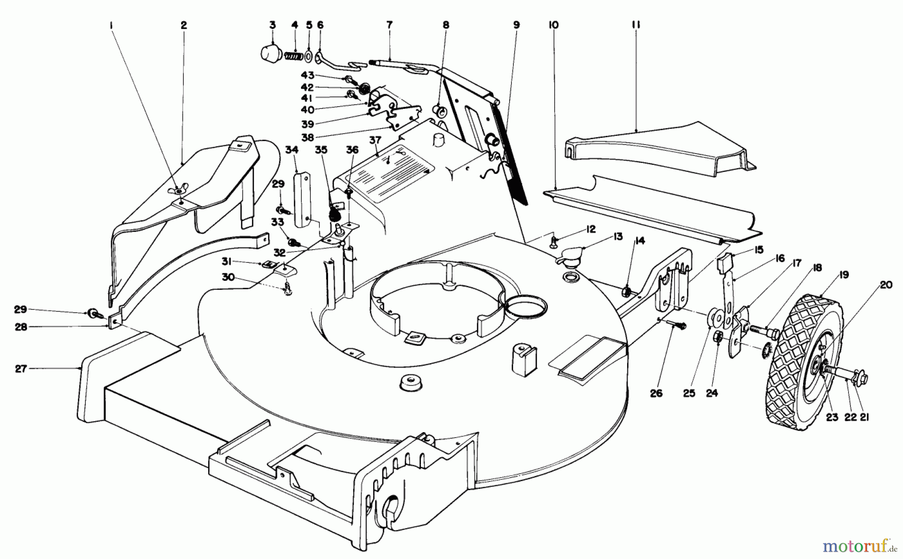  Toro Neu Mowers, Walk-Behind Seite 1 20506 - Toro Lawnmower, 1976 (6000001-6999999) HOUSING ASSEMBLY (MODEL 20506 & 20696)