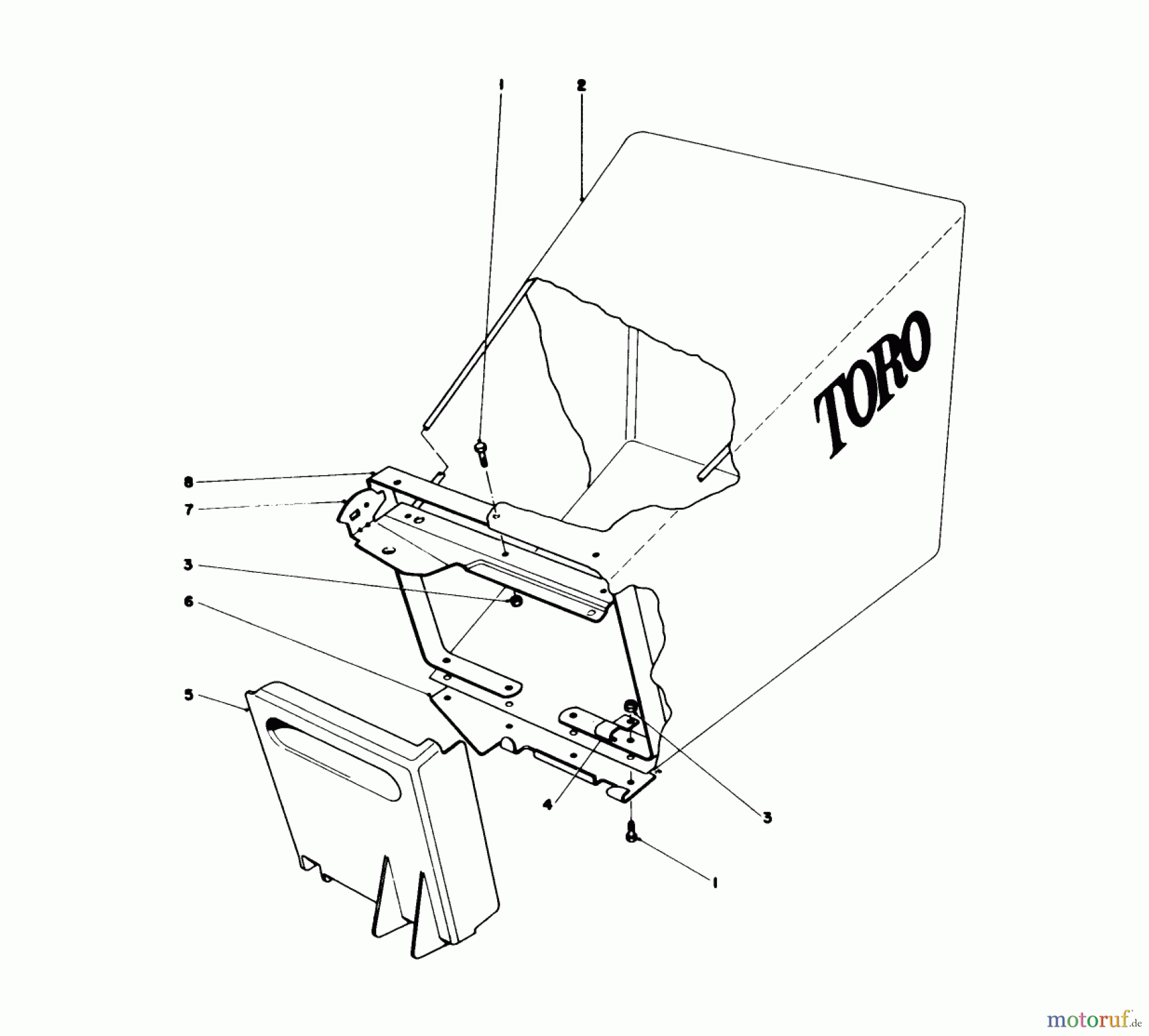  Toro Neu Mowers, Walk-Behind Seite 1 20644 - Toro Lawnmower, 1977 (7000001-7999999) GRASS BAG ASSEMBLY