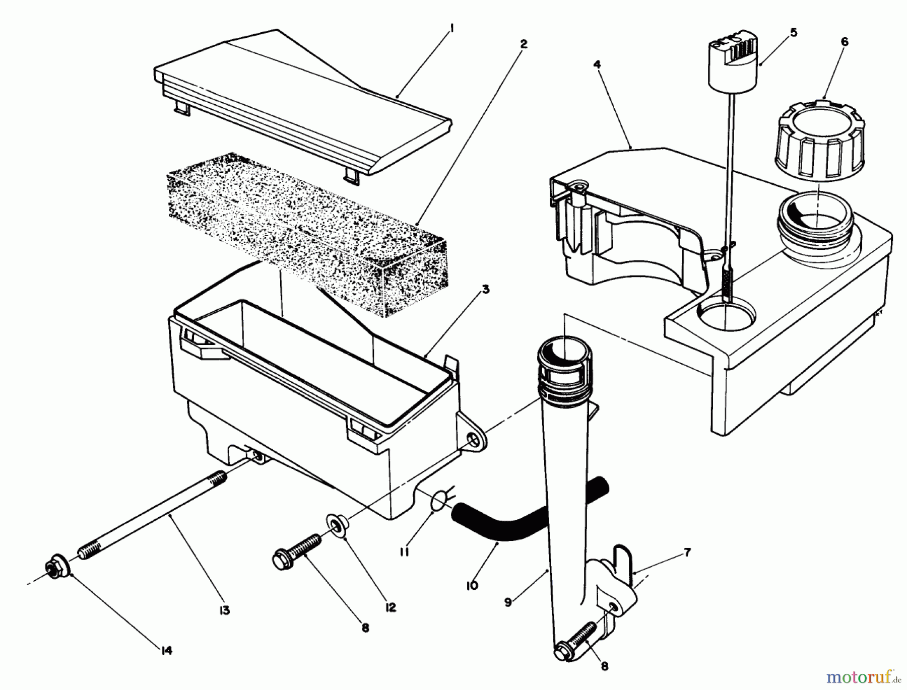  Toro Neu Mowers, Walk-Behind Seite 1 20522C - Toro Lawnmower, 1986 (6000001-6999999) AIR CLEANER & FUEL TANK ASSEMBLY