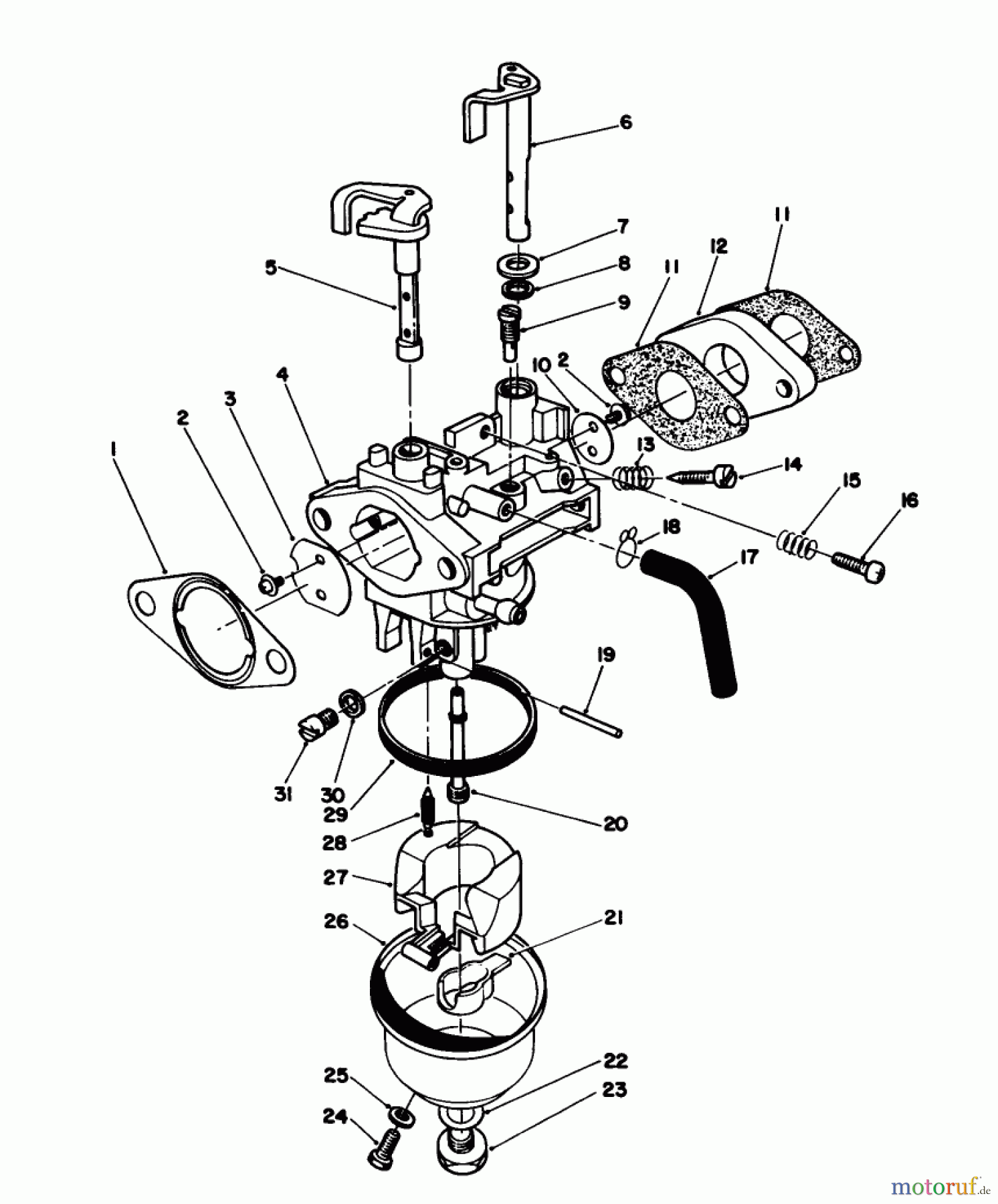  Toro Neu Mowers, Walk-Behind Seite 1 20526 - Toro Lawnmower, 1987 (7000001-7999999) CARBURETOR ASSEMBLY (MODEL NO. VMG6)