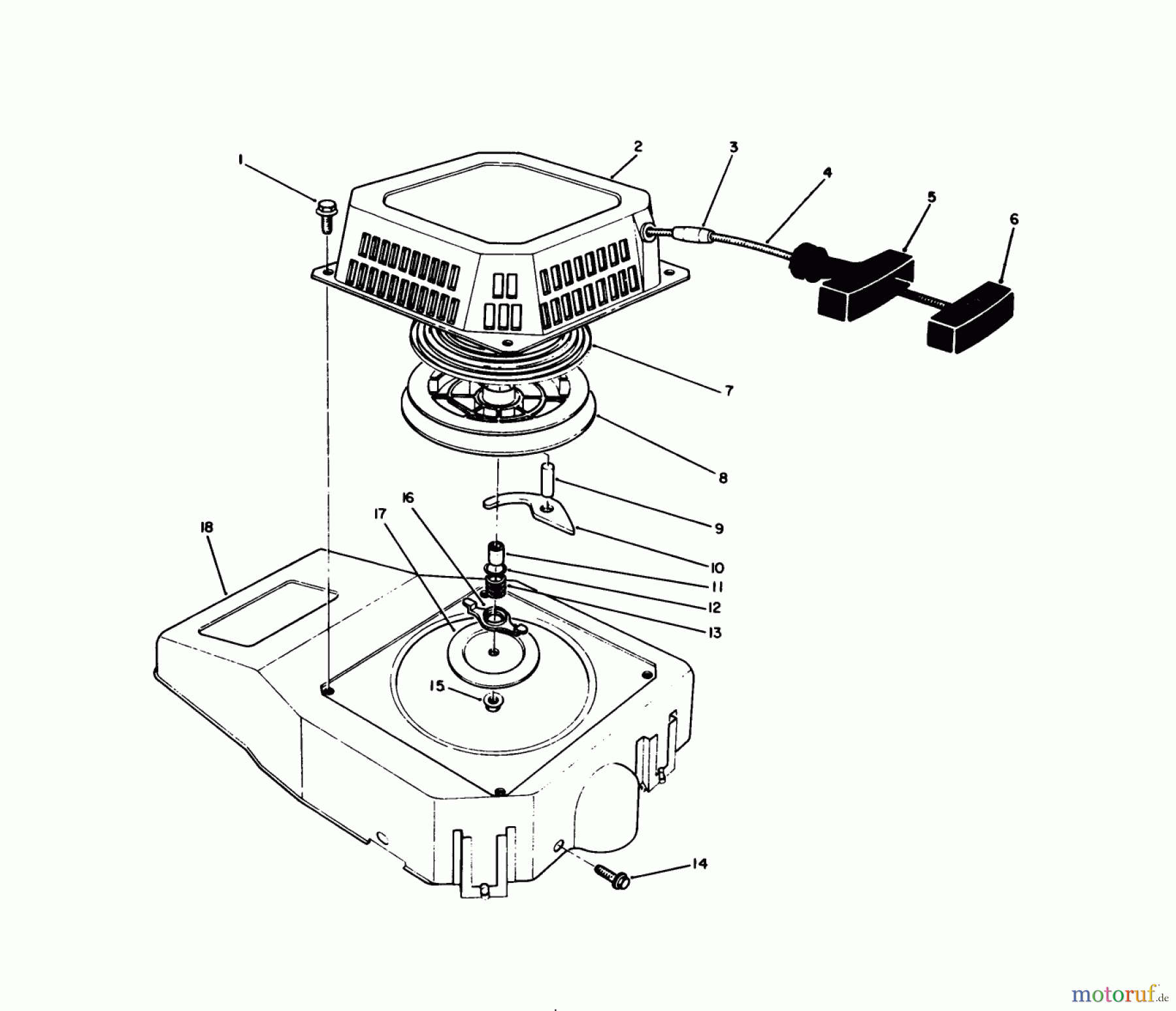  Toro Neu Mowers, Walk-Behind Seite 1 20526 - Toro Lawnmower, 1988 (8000001-8999999) RECOIL ASSEMBLY (MODEL NO. VMH7)