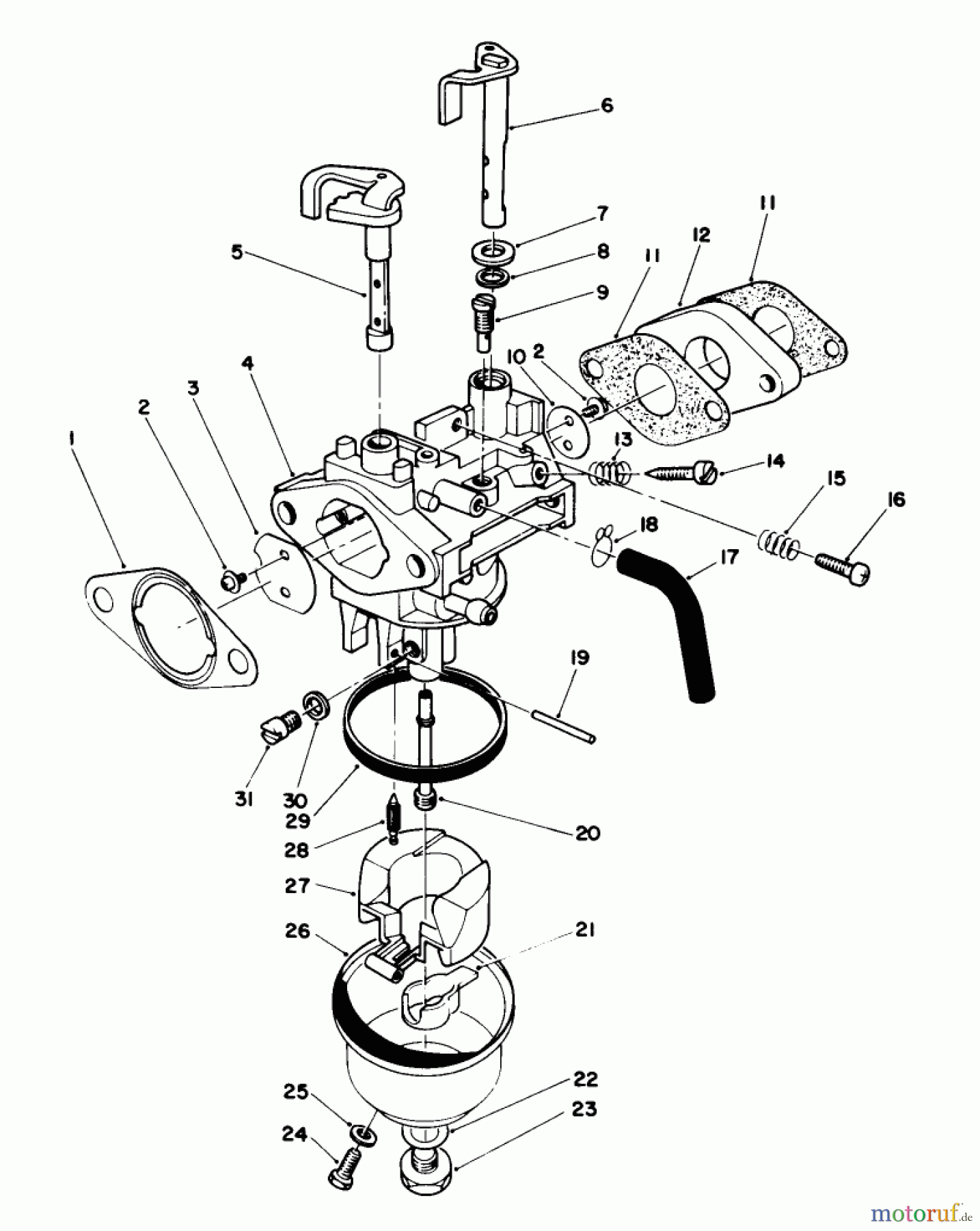  Toro Neu Mowers, Walk-Behind Seite 1 20526C - Toro Lawnmower, 1987 (7000001-7999999) CARBURETOR ASSEMBLY (MODEL NO. VMG6)