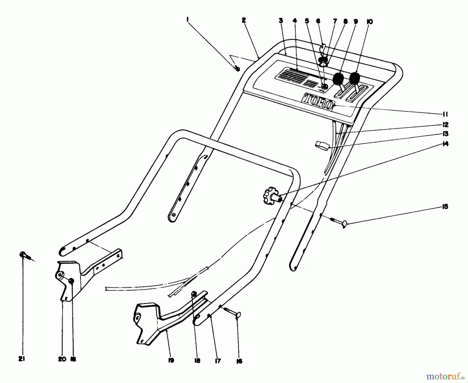  Toro Neu Mowers, Walk-Behind Seite 1 20550 - Toro Lawnmower, 1975 (5000001-5999999) HANDLE ASSEMBLY