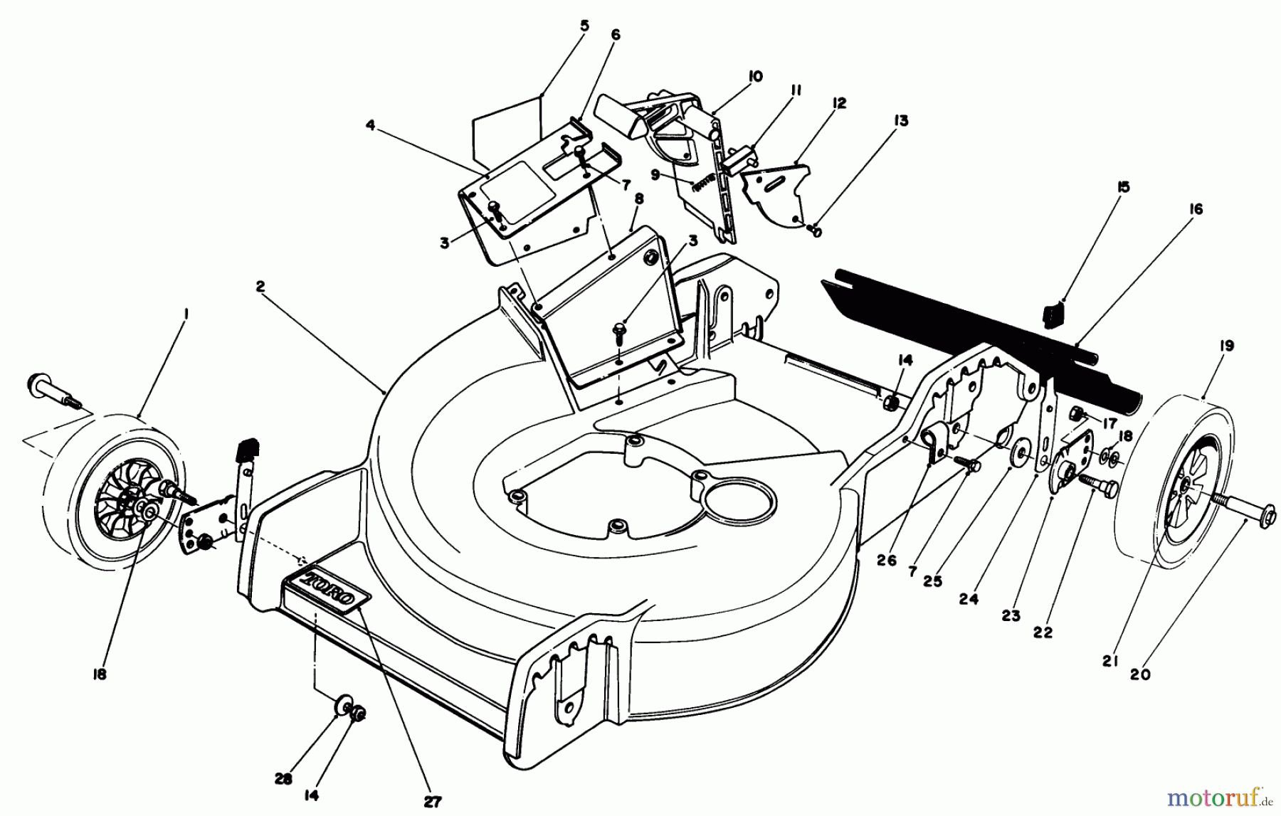  Toro Neu Mowers, Walk-Behind Seite 1 20574 - Toro Lawnmower, 1989 (9000001-9999999) HOUSING ASSEMBLY